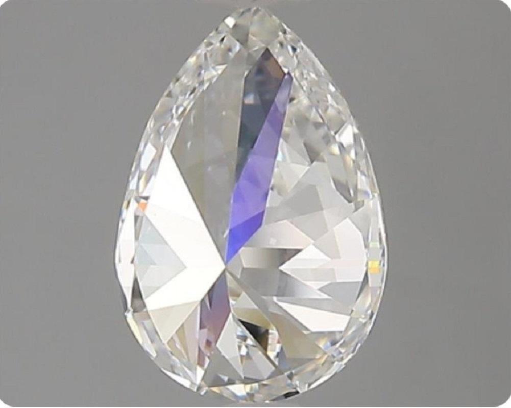 Sparkling 1 pc Natural Diamond with 0.90 ct  Pear G VS2 GIA Certificate For Sale 2