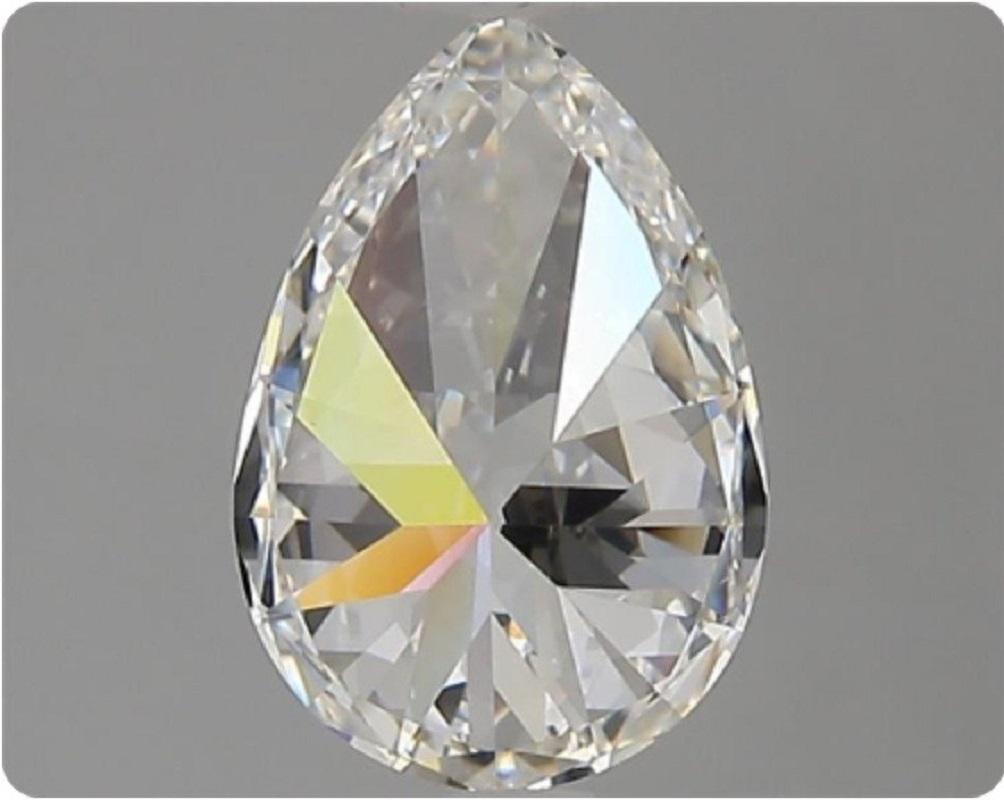 Sparkling 1 pc Natural Diamond with 0.90 ct  Pear G VS2 GIA Certificate For Sale 4