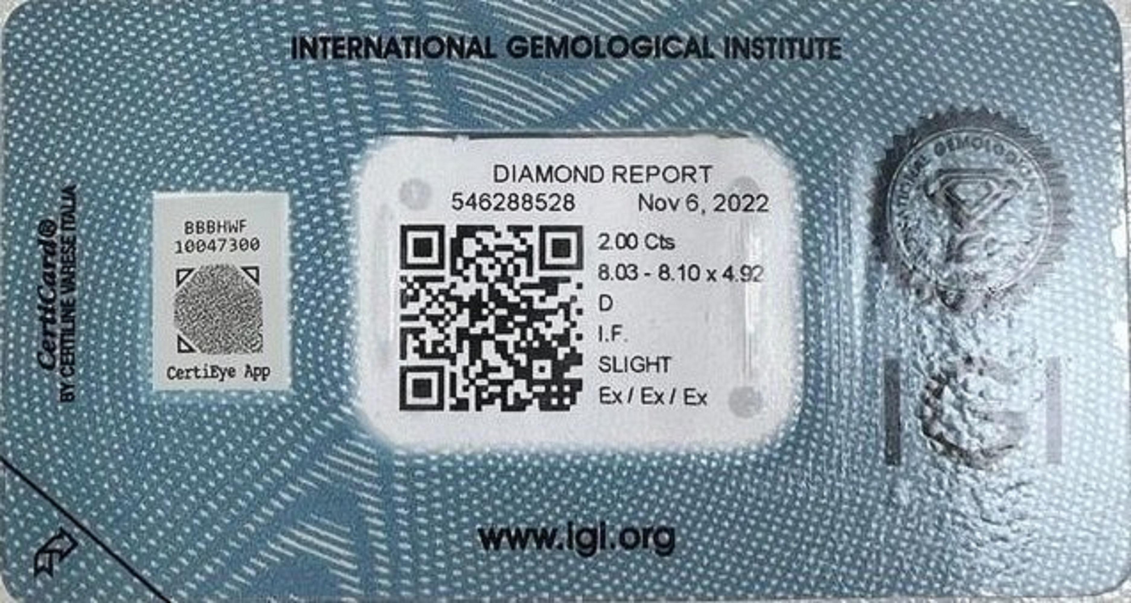 Sparkling 1 pc Natural Diamond with 2.0 ct D IF, IGI Certificate In New Condition For Sale In רמת גן, IL