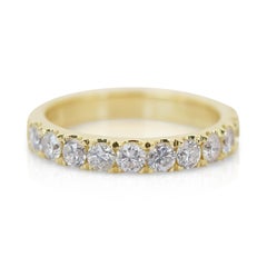 Sparkling 1.00ct Diamonds Half Eternity Ring in 14k Yellow Gold - IGI Certified