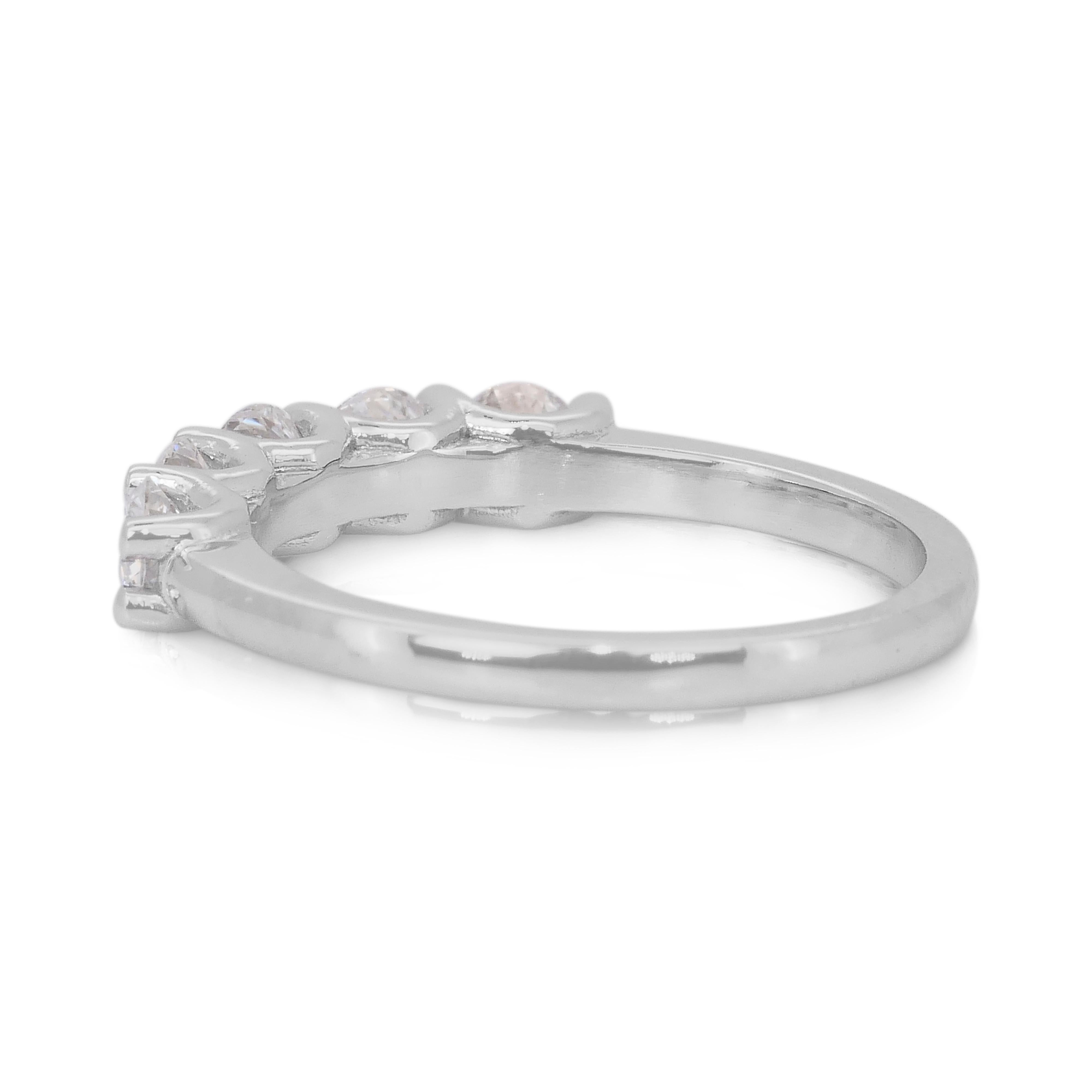 Sparkling 1,01 Karat Dreifacher ausgezeichneter Diamantring mit 5 Steinen im Idealschliff Damen im Angebot