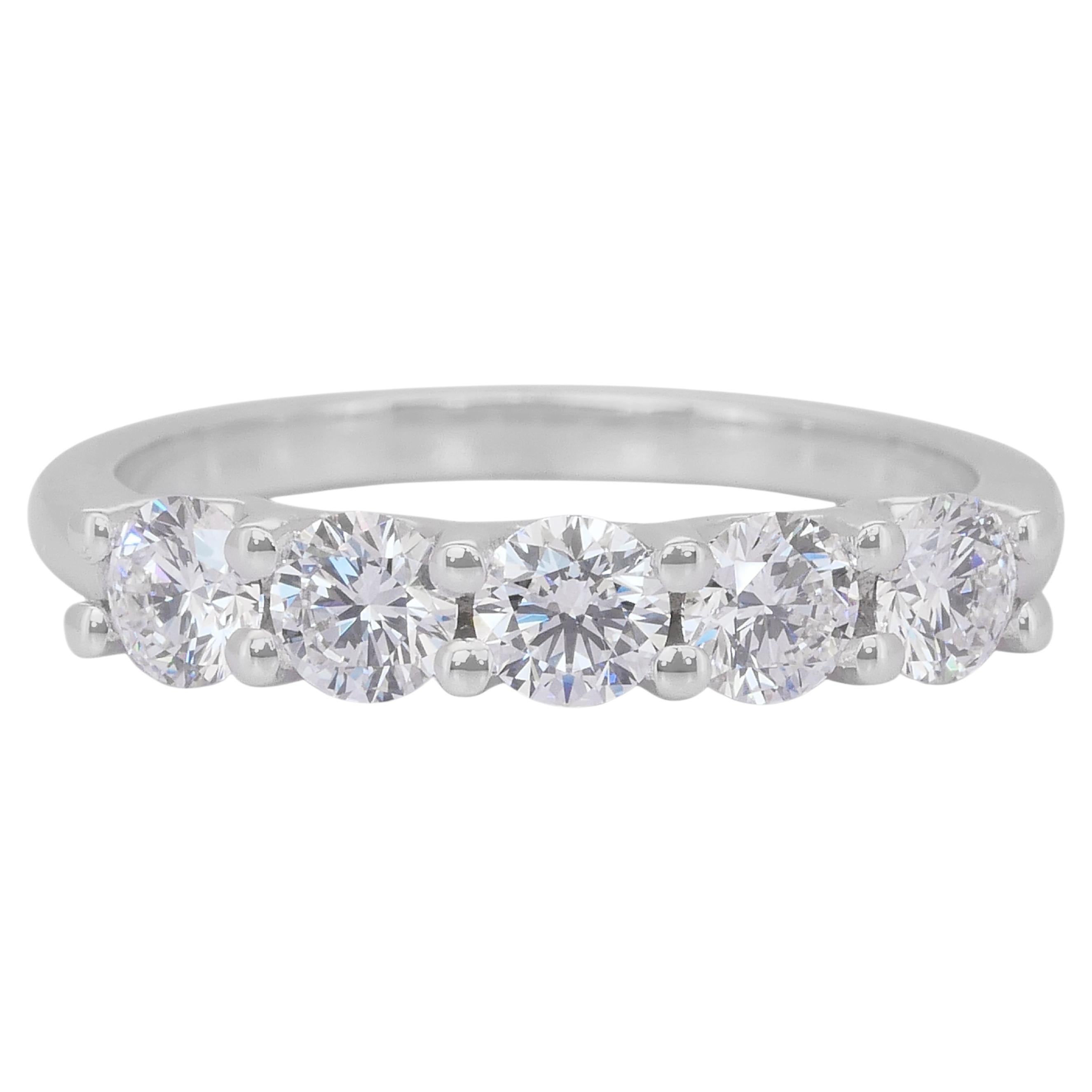 Sparkling 1.01ct Triple Excellent Ideal Cut Diamonds 5-Stone Ring