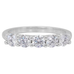 Sparkling 1.01ct Triple Excellent Ideal Cut Diamonds 5-Stone Ring