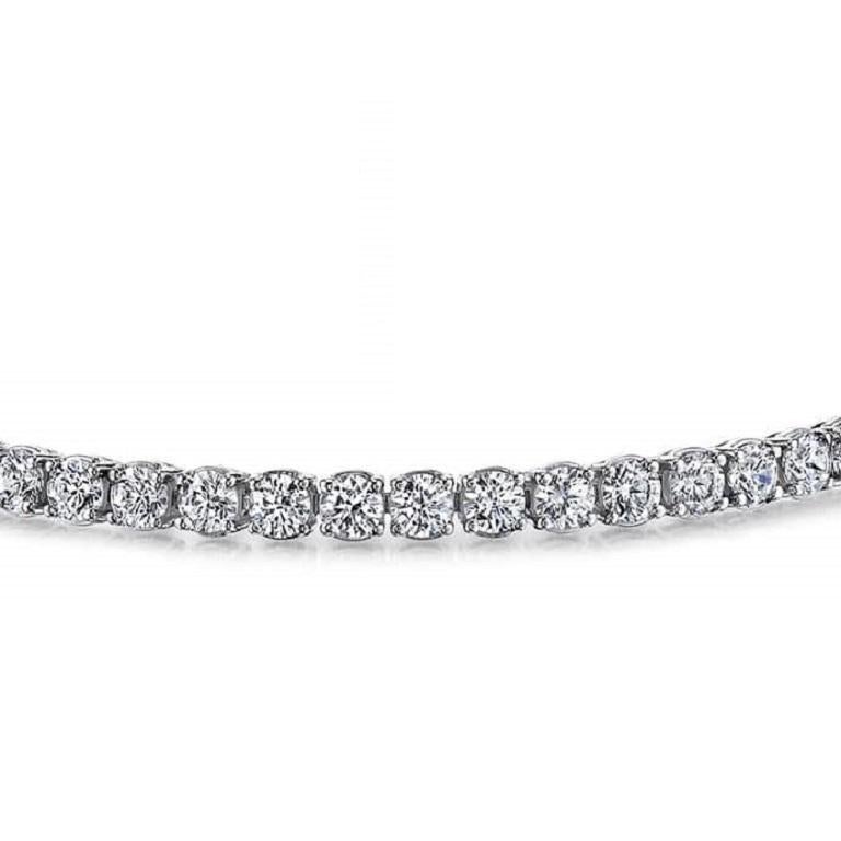Sparkling 10.26 Carat Round Diamond Tennis Bracelet in 14k White Gold In New Condition For Sale In New York, NY