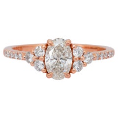 Bague étincelante en or rose 18 carats avec 1,08 carats de diamants en pavé - certifié IGI