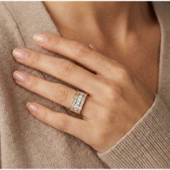 Sparkling 1.08ct Princess and Tapered Diamond Mosaic Ring in 18K Two-Tone Gold