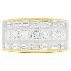 Sparkling 1.08ct Princess and Tapered Diamond Mosaic Ring in 18K Two-Tone Gold