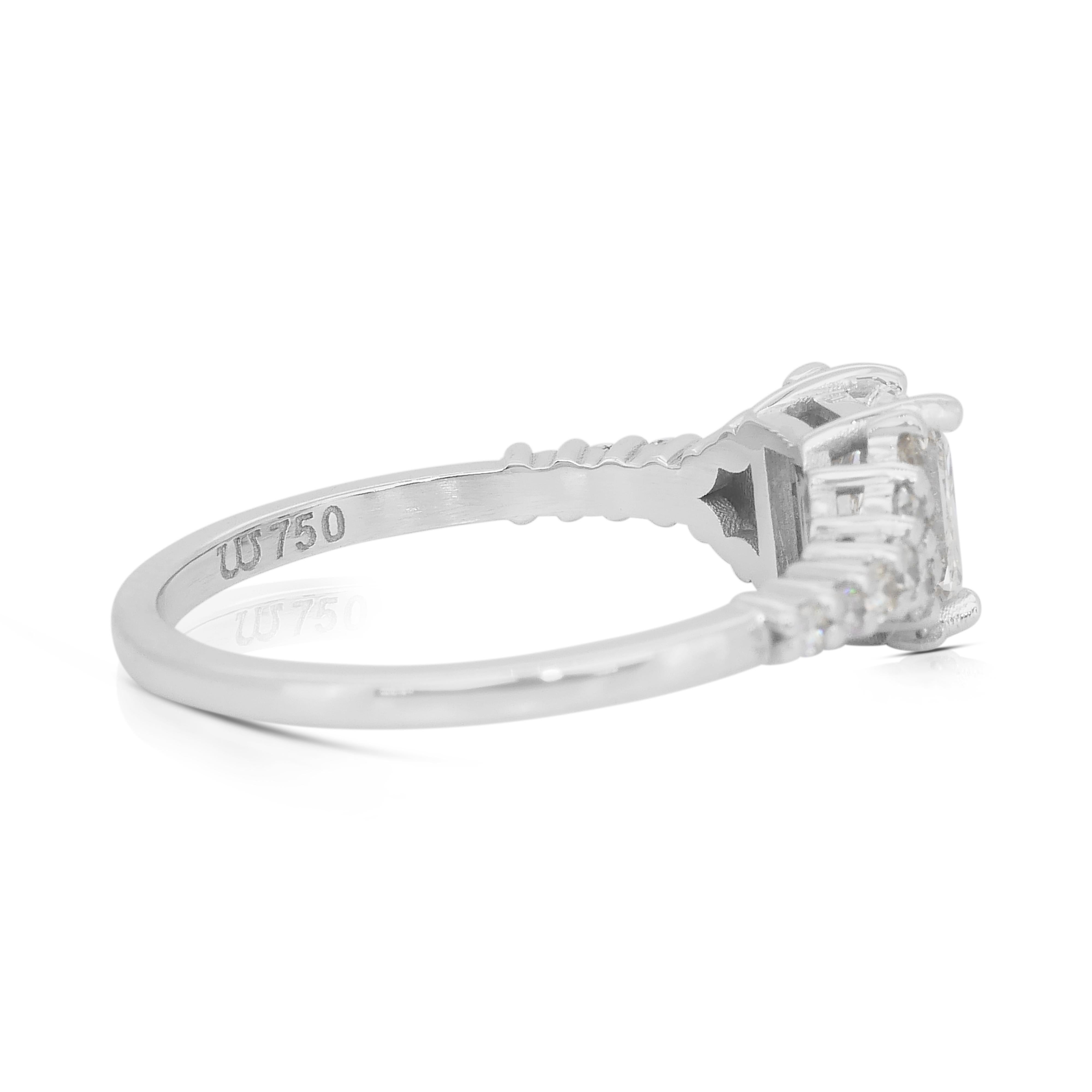 Bague en or blanc 18k avec pavé de diamants de 1.09ct - Certifié IGI Neuf - En vente à רמת גן, IL