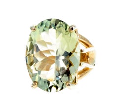 Sparkling 12 Carat Praziolite Green Amethyst Stirling Silver Ring