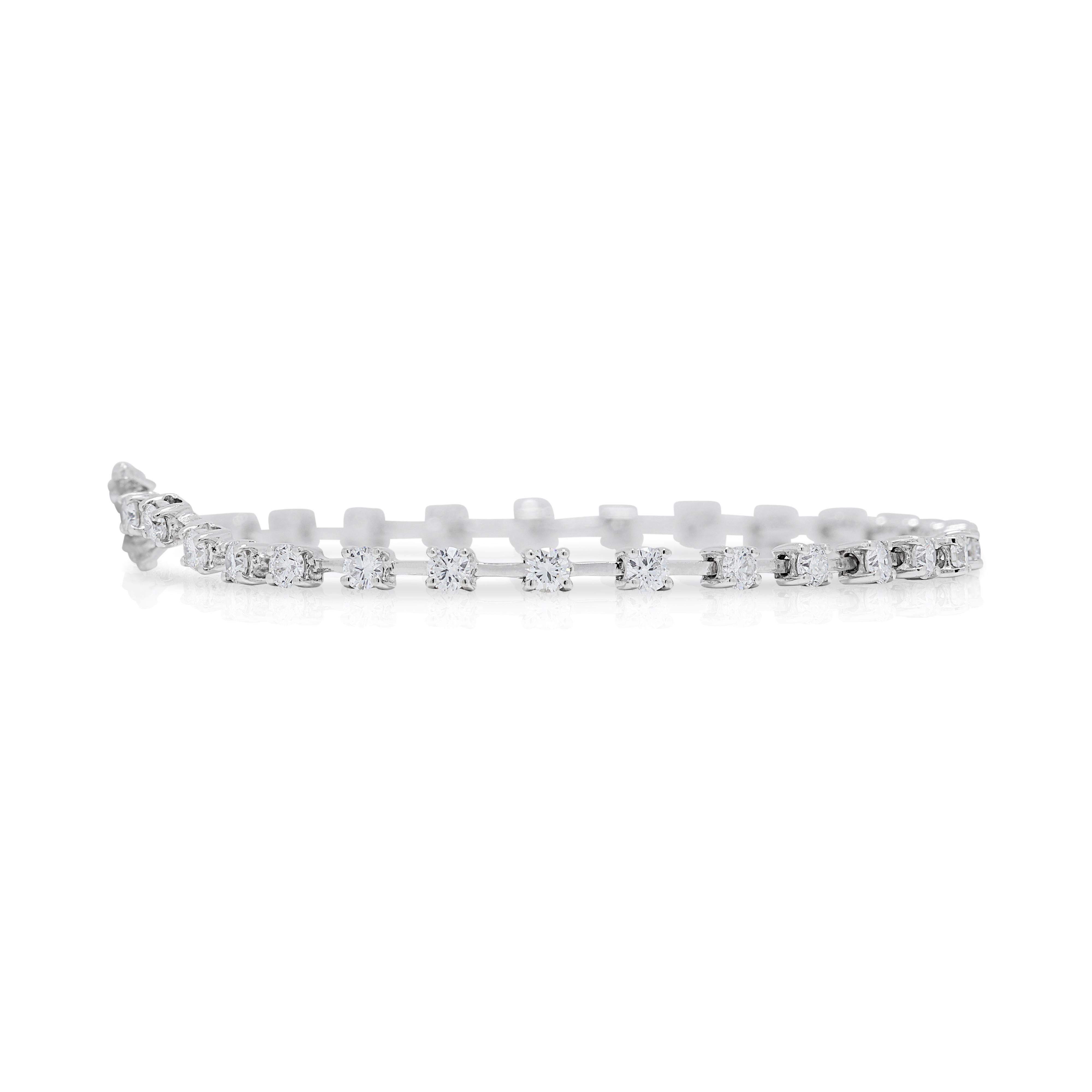 Round Cut Sparkling 1.28ct Diamond Tennis Bracelet in 18K White Gold