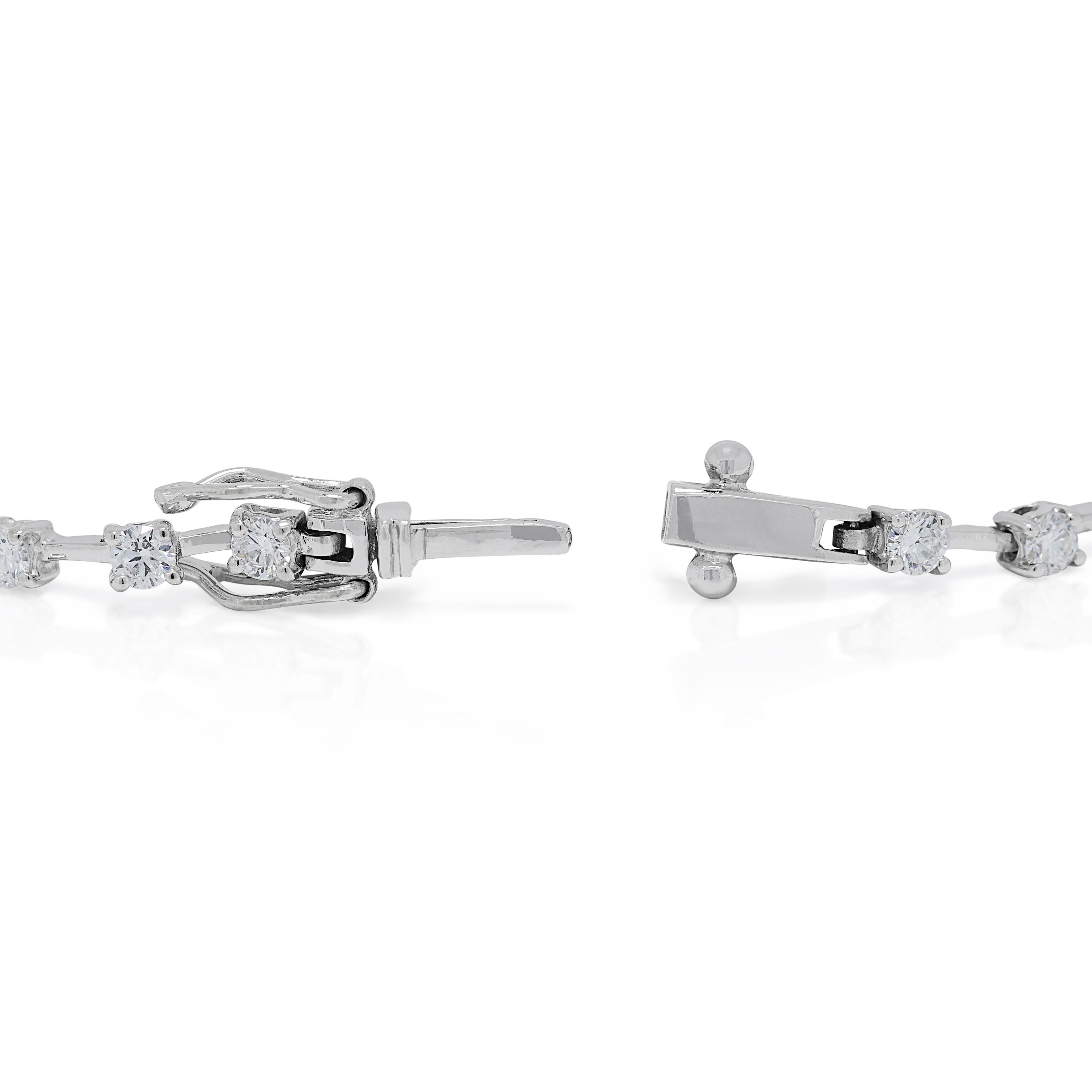 Sparkling 1.28ct Diamond Tennis Bracelet in 18K White Gold 1