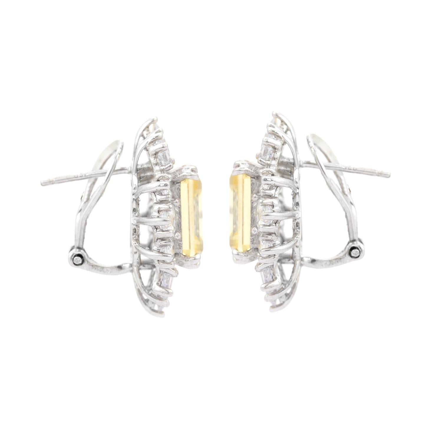 Scintillante orecchino da sposa con strass giallo da 13 carati per lei in A. Silver In condizioni Nuovo in vendita a New York, NY