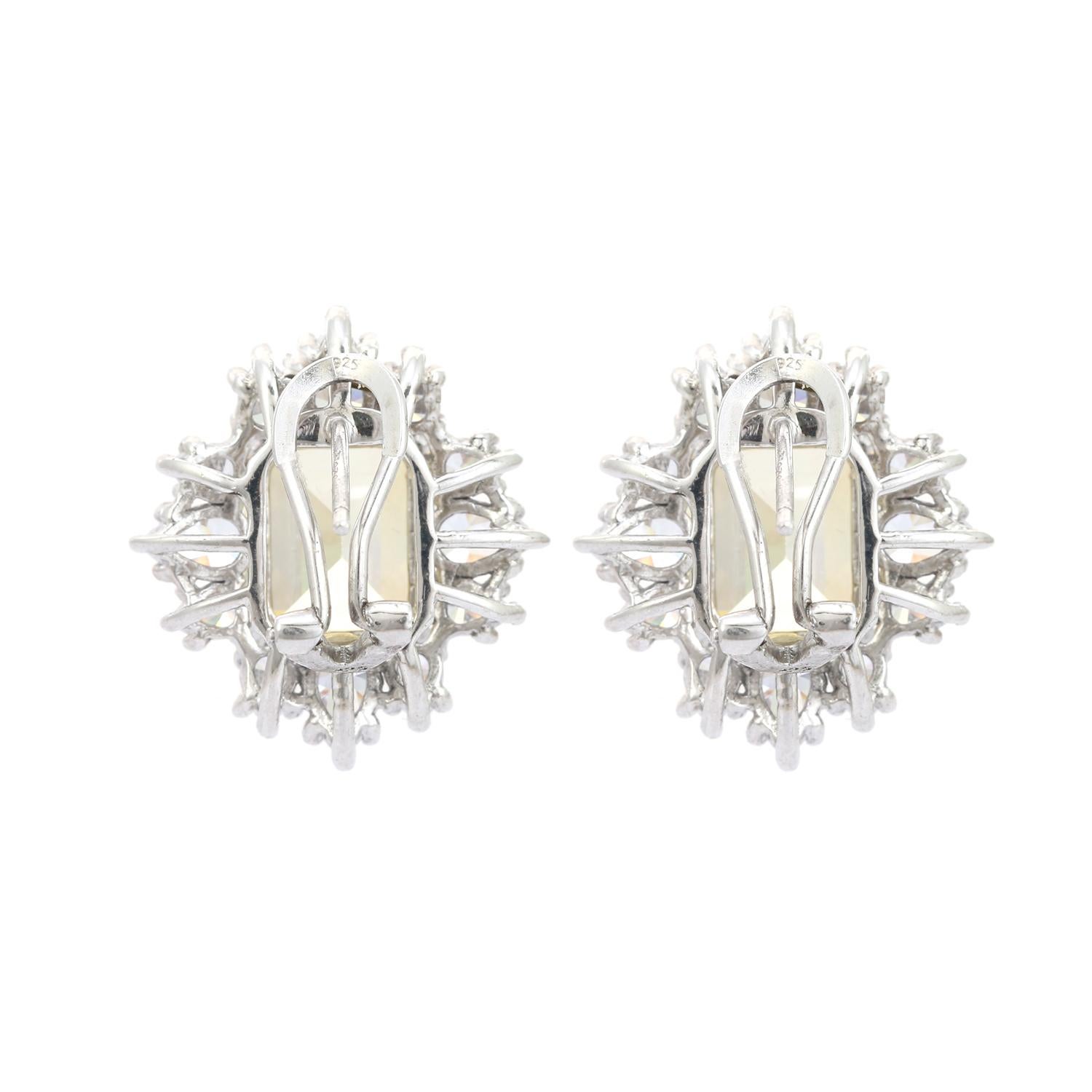 Scintillante orecchino da sposa con strass giallo da 13 carati per lei in A. Silver in vendita 2
