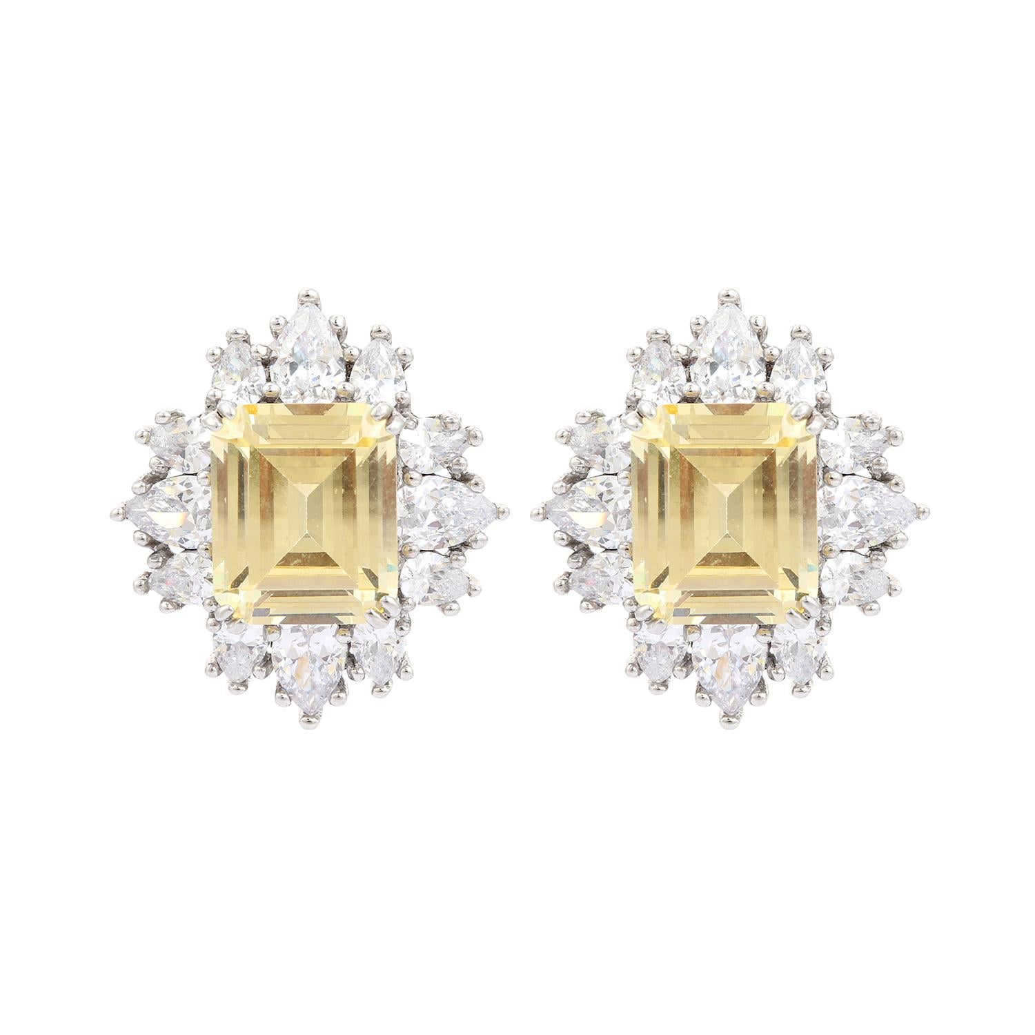 Scintillante orecchino da sposa con strass giallo da 13 carati per lei in A. Silver in vendita 3
