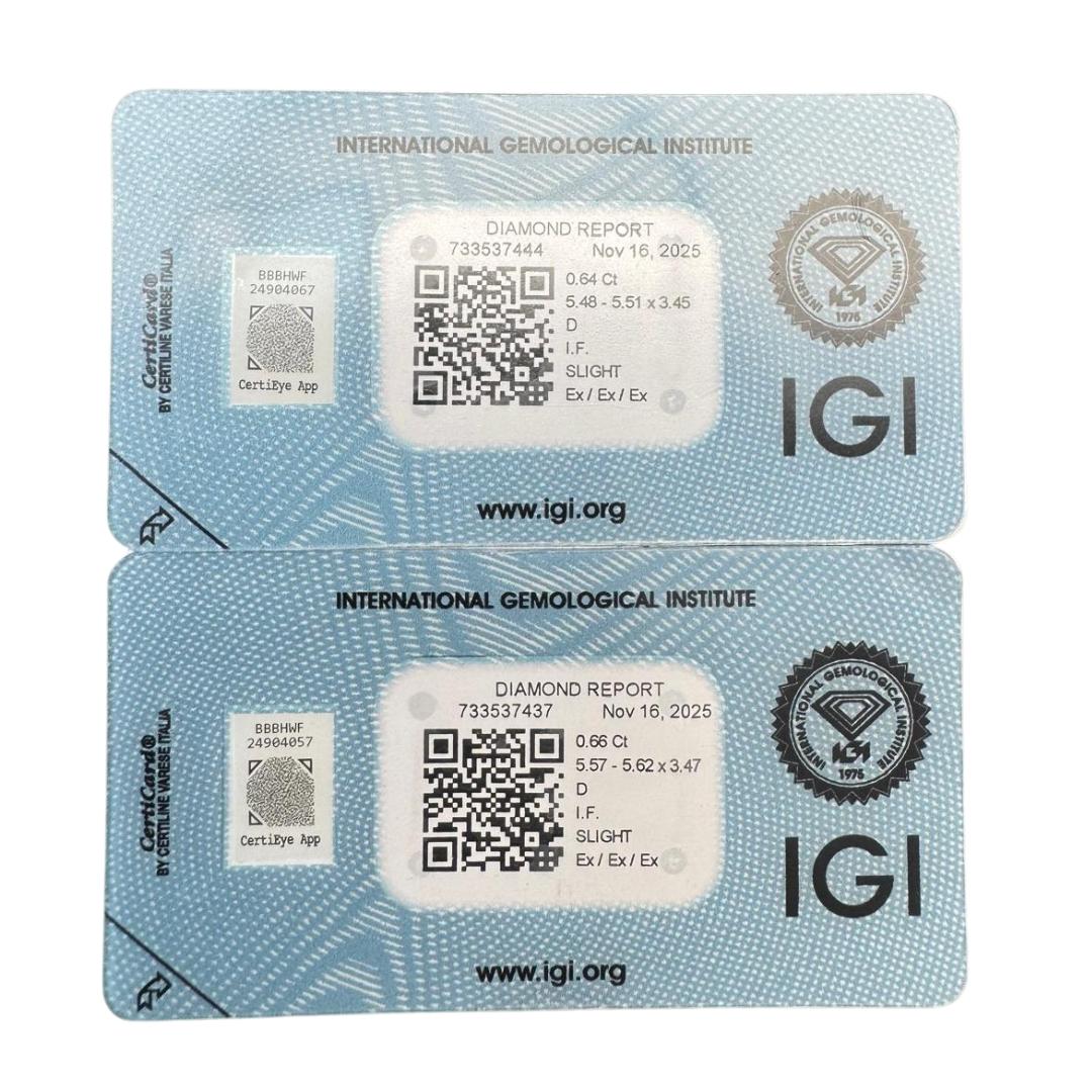 Funkelndes 1,30ct natürliches Paar rund geformter Diamanten - IGI zertifiziert im Angebot 3