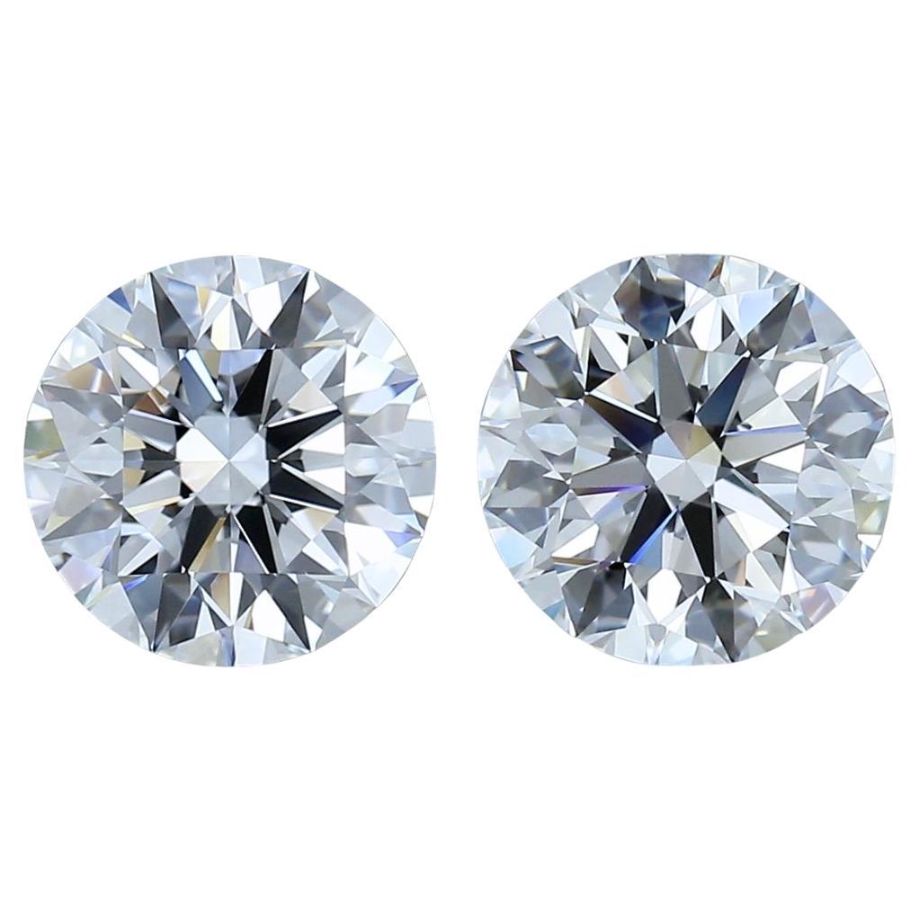 Scintillante coppia di diamanti rotondi Nature da 1,30 carati - certificati IGI