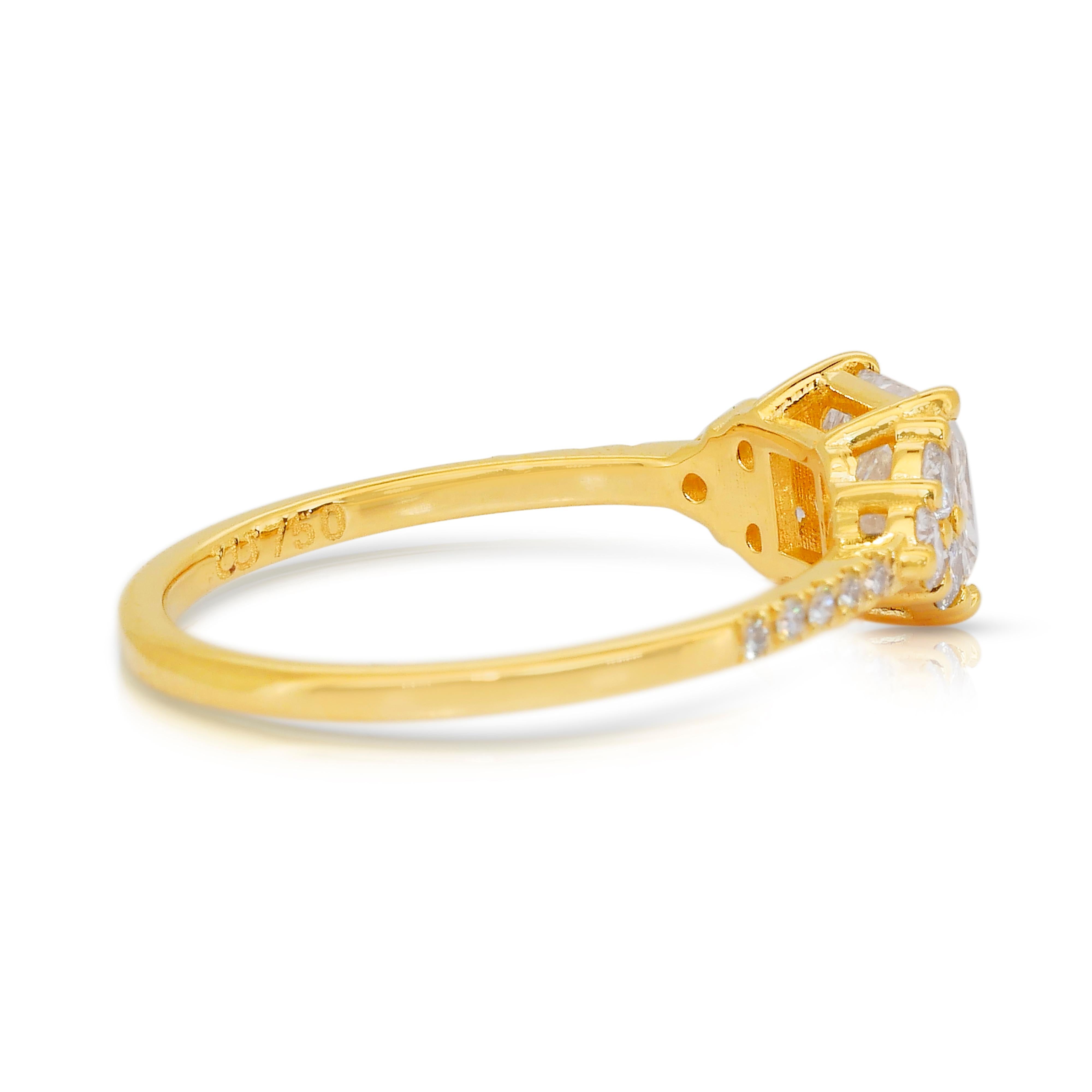 Bague en or jaune 18k avec 1.36ct de diamants - IGI Certified Neuf - En vente à רמת גן, IL