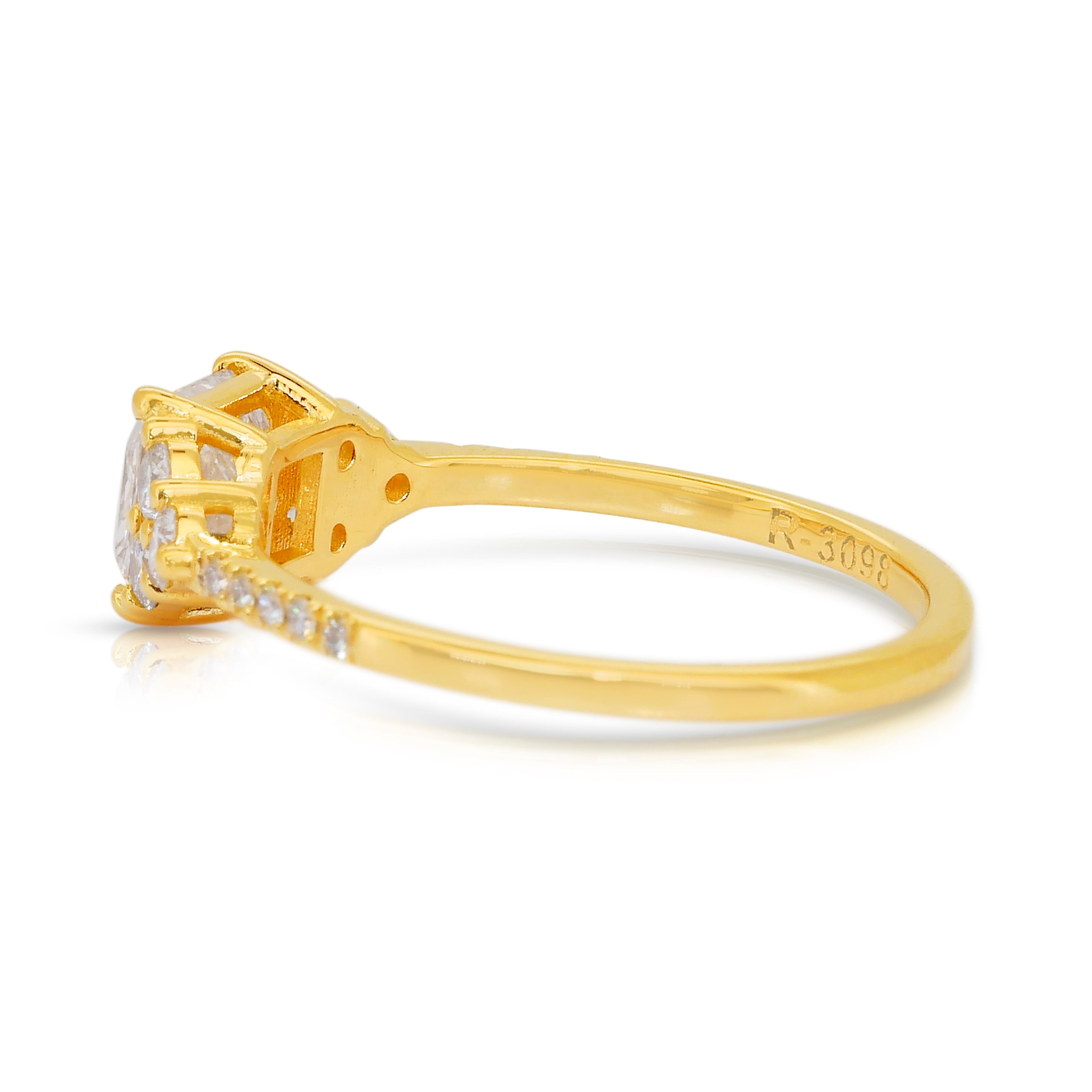 Bague en or jaune 18k avec 1.36ct de diamants - IGI Certified Pour femmes en vente