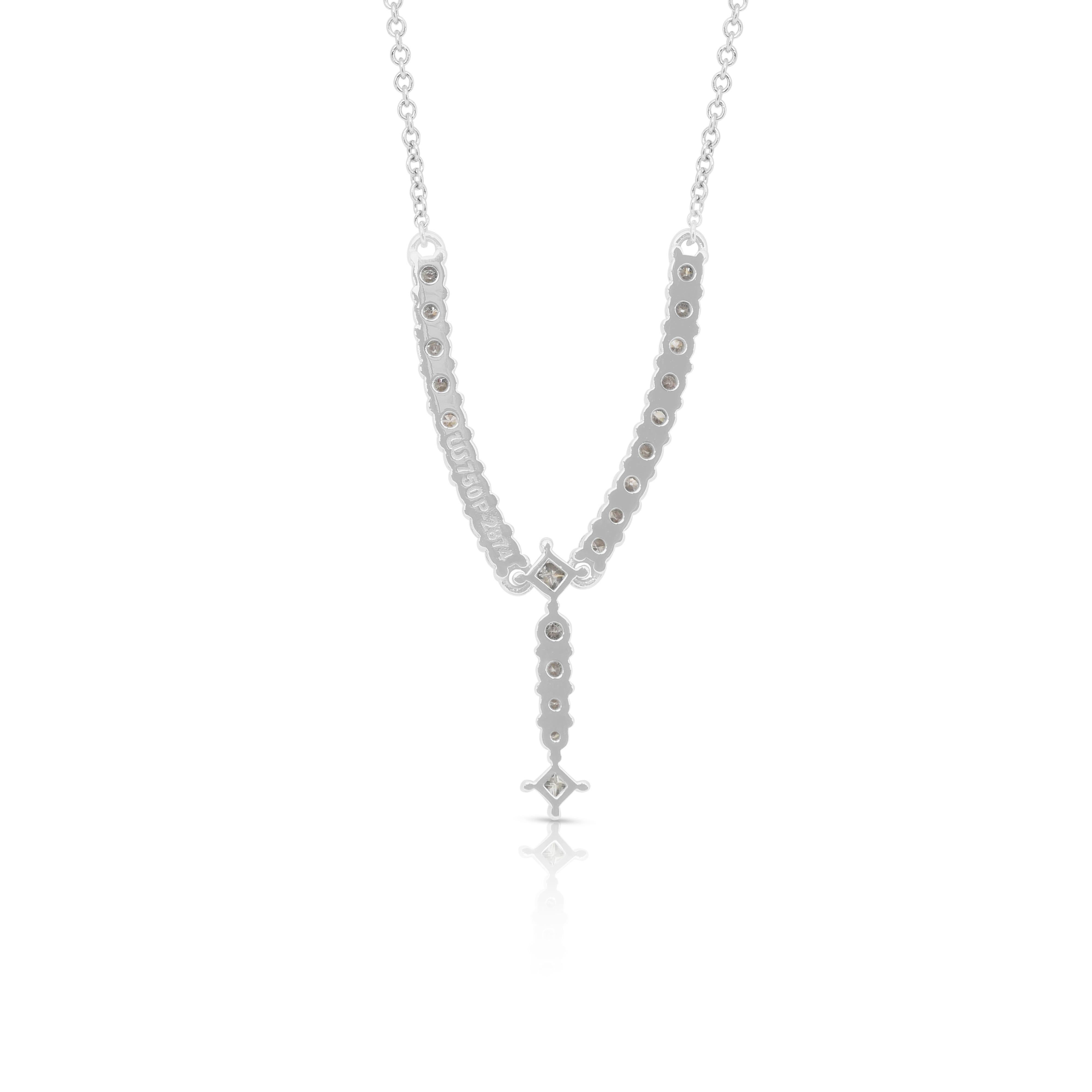Collier de gouttes de diamants étincelants de 1,38ct en or blanc 18k - certifié IGI en vente 5