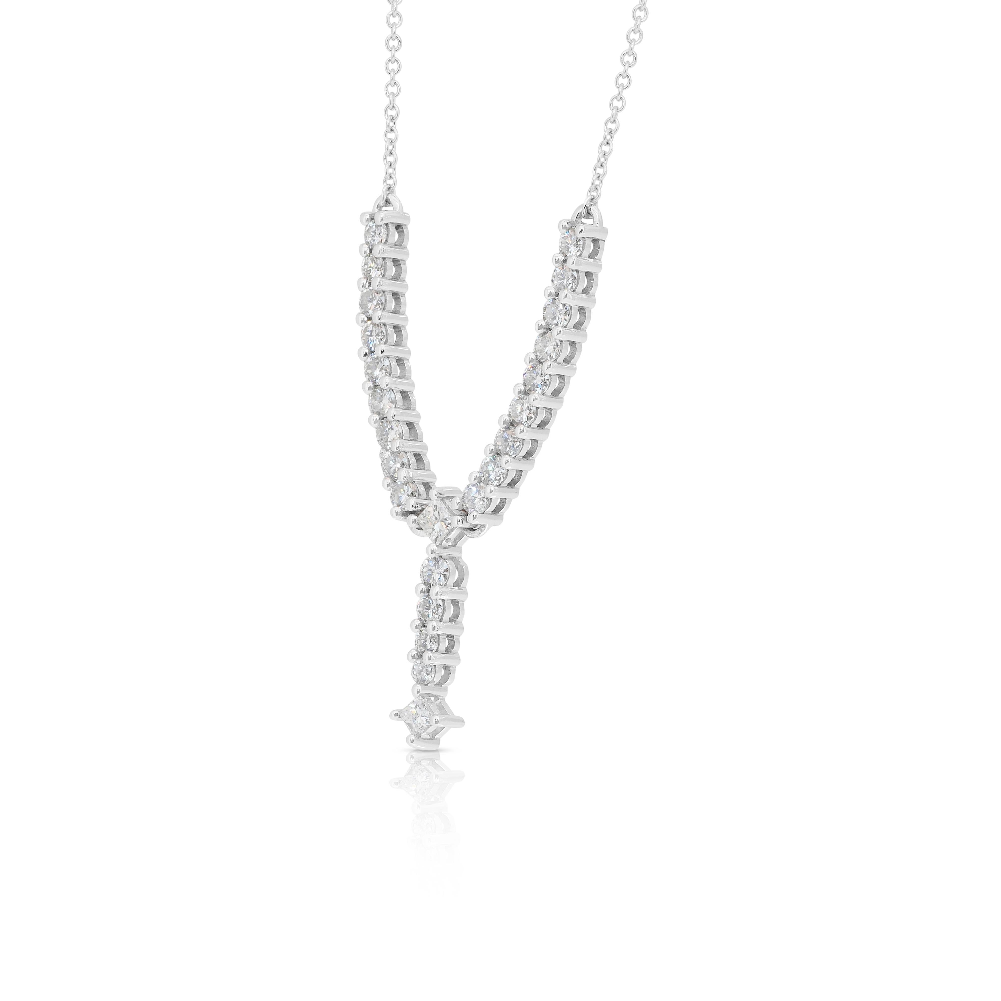 Collier de gouttes de diamants étincelants de 1,38ct en or blanc 18k - certifié IGI Neuf - En vente à רמת גן, IL