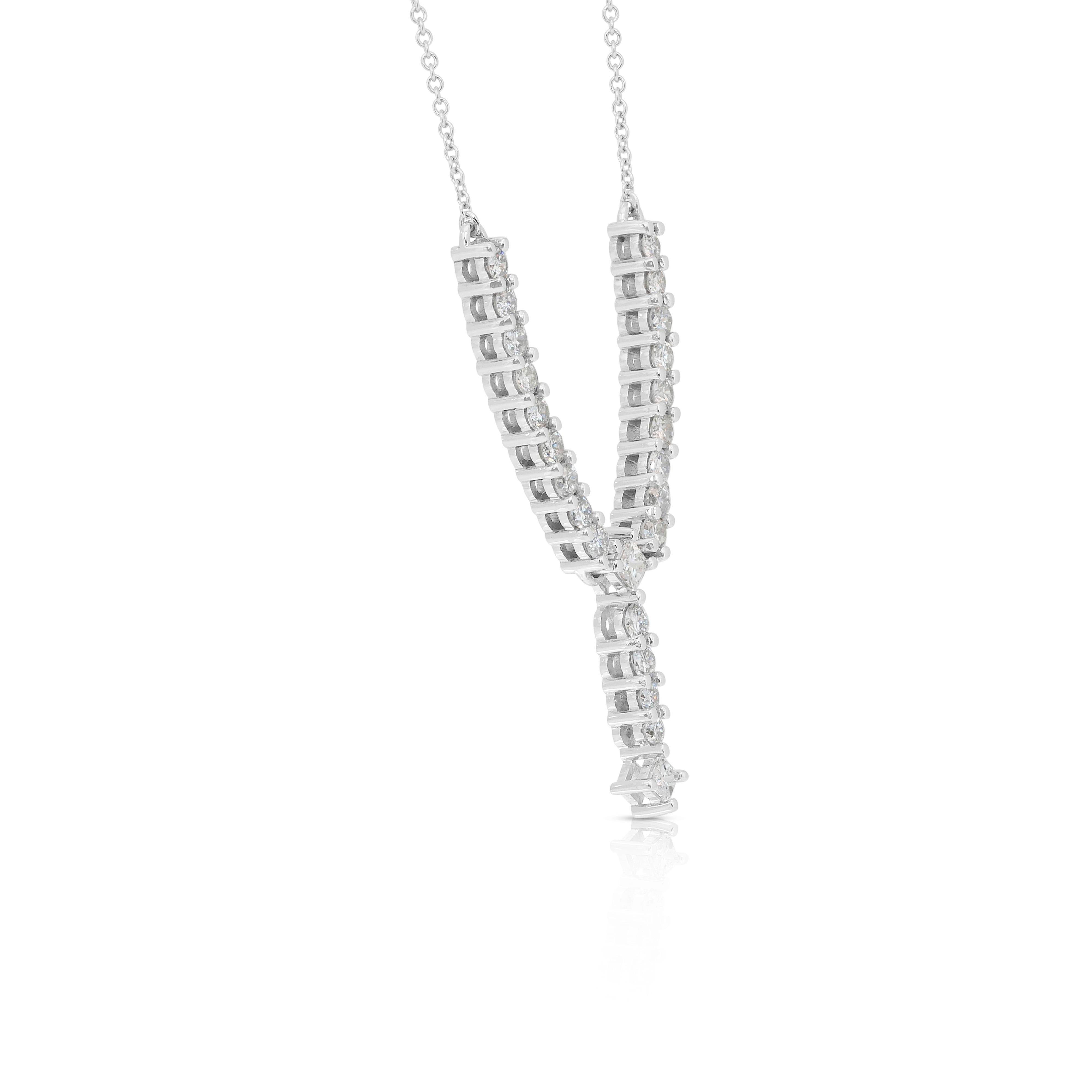 Collier de gouttes de diamants étincelants de 1,38ct en or blanc 18k - certifié IGI en vente 1