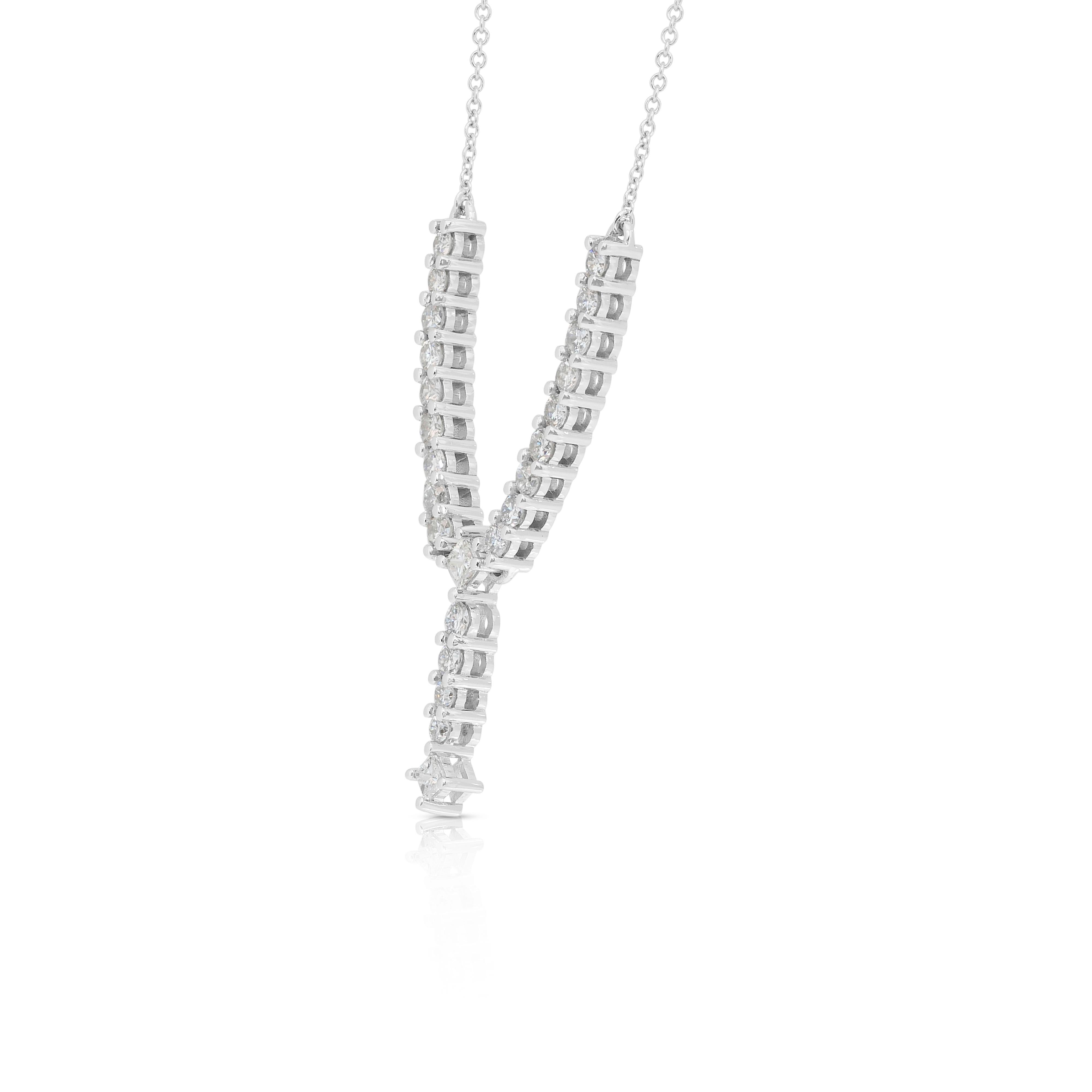 Collier de gouttes de diamants étincelants de 1,38ct en or blanc 18k - certifié IGI en vente 2