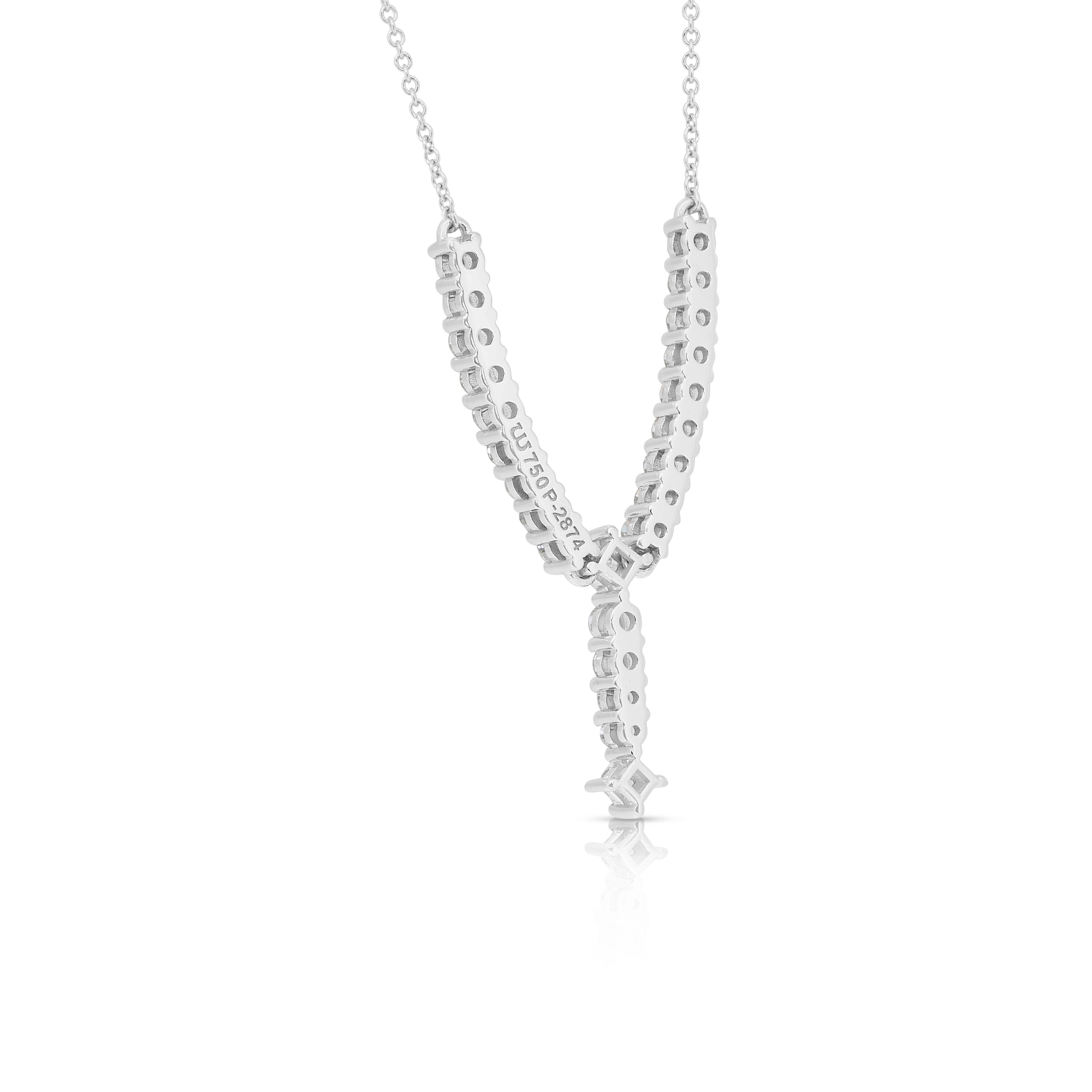 Collier de gouttes de diamants étincelants de 1,38ct en or blanc 18k - certifié IGI en vente 3