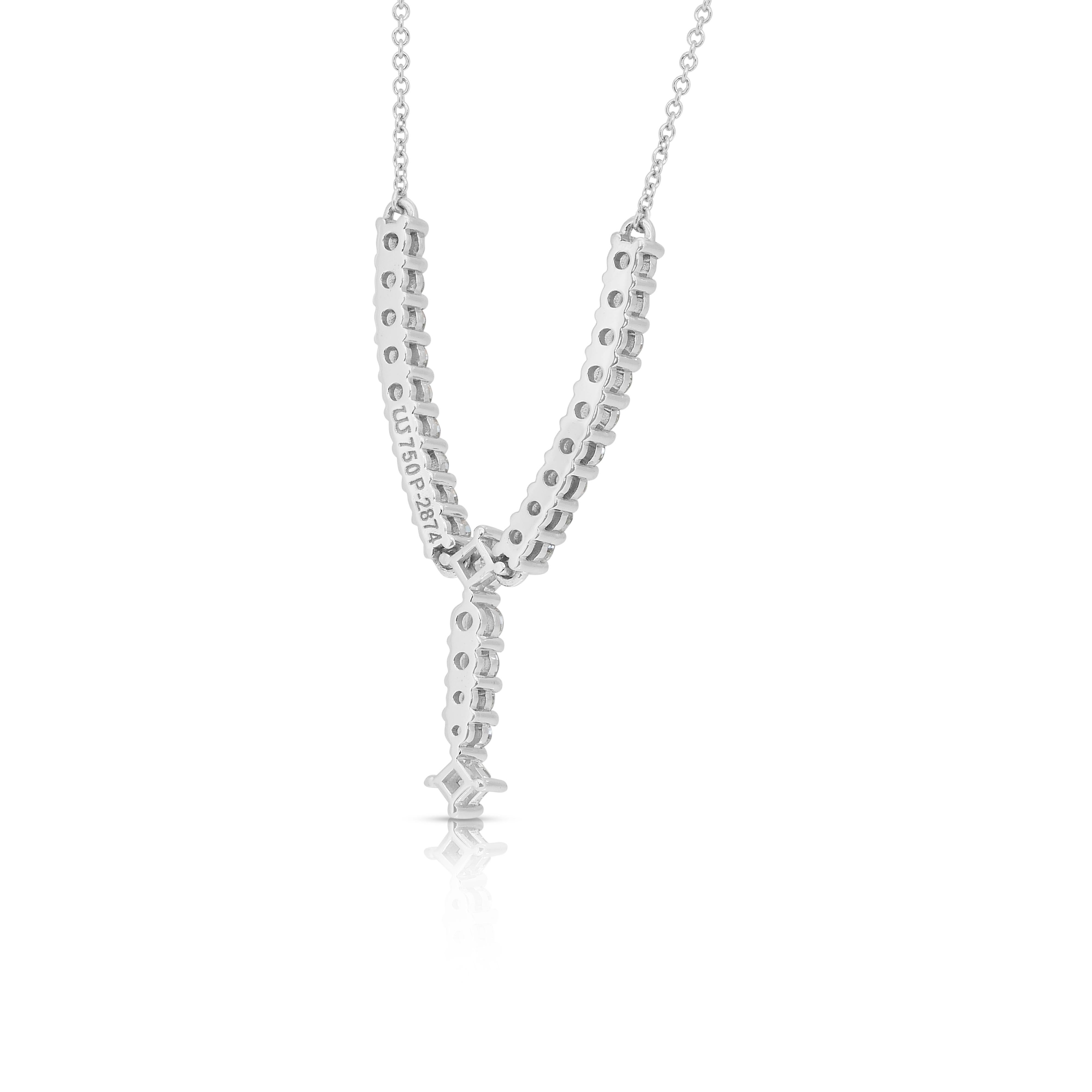 Collier de gouttes de diamants étincelants de 1,38ct en or blanc 18k - certifié IGI en vente 4