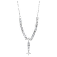 Sparkling 1.38ct Diamonds Drop Necklace in 18k White Gold - IGI Certified