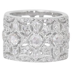 Sparkling 1.39 Carat Antique style Diamond Ring in 18K White Gold