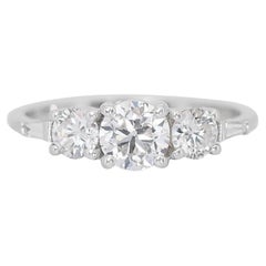 Sparkling 1.39ct Three-stoned Round Brilliant Diamond Ring