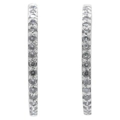 Orecchini a cerchio con diamanti naturali da 1,44 carati in oro bianco 18 carati (Whiting)