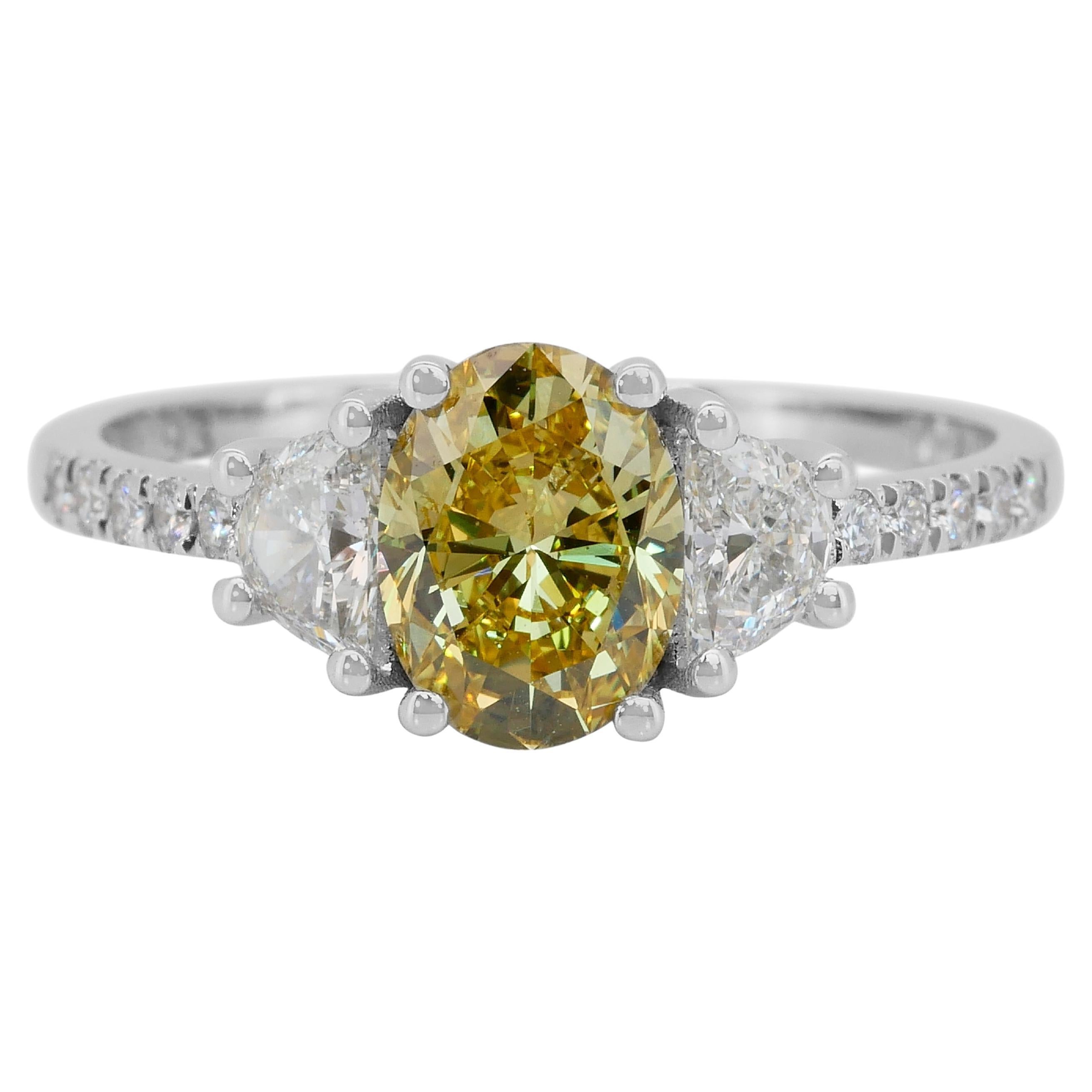 Whiting 1.47ct Diamonds 3-Stone Ring in 18k White Gold - GIA Certified (en anglais)