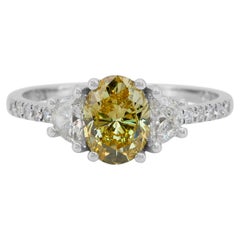 Anello scintillante con 3 pietre di diamanti da 1,47 carati in oro bianco 18 carati - Certificato GIA