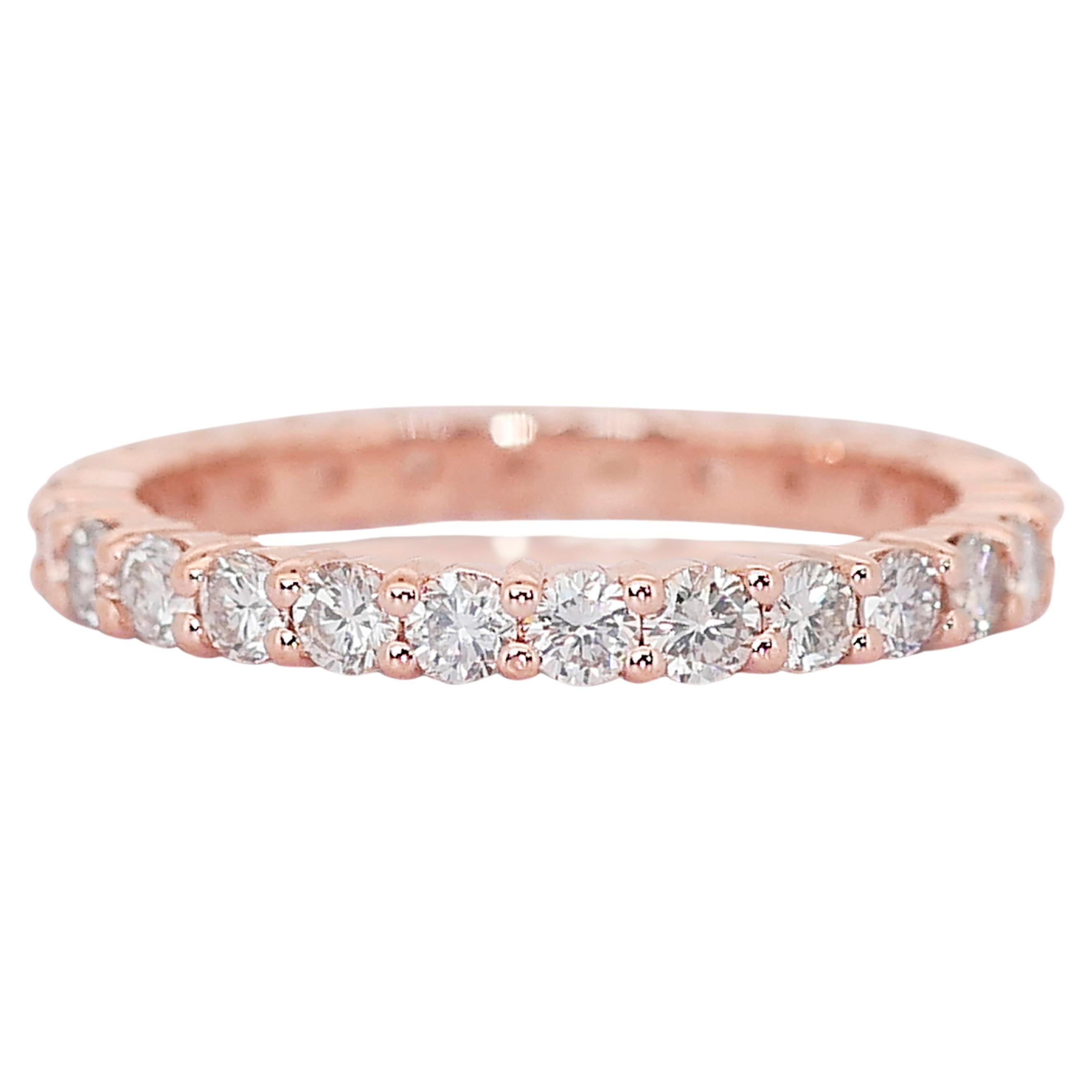 Sparkling 14k Rose Gold Diamond Pave Ring w/1.50 ct - IGI Certified
