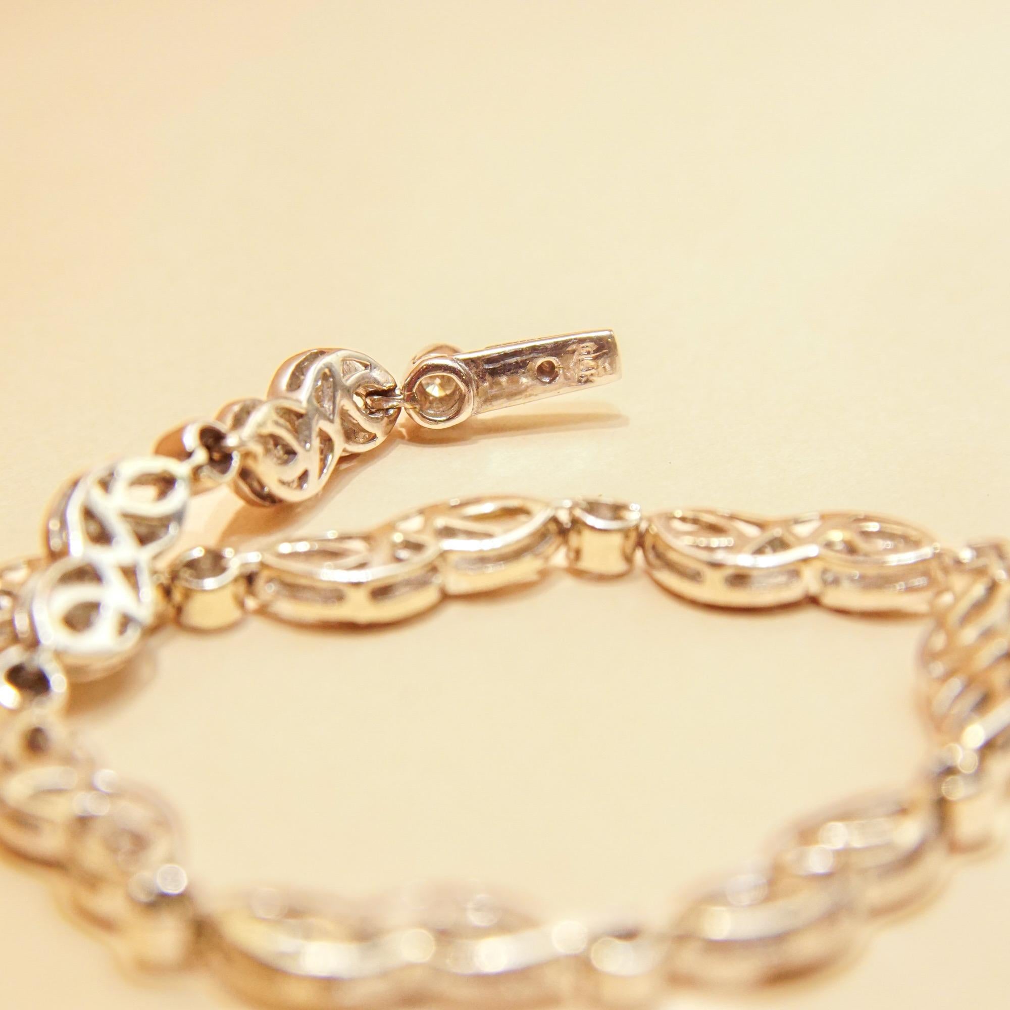 Sparkling 14k White Gold Diamond Link Bracelet For Sale 5
