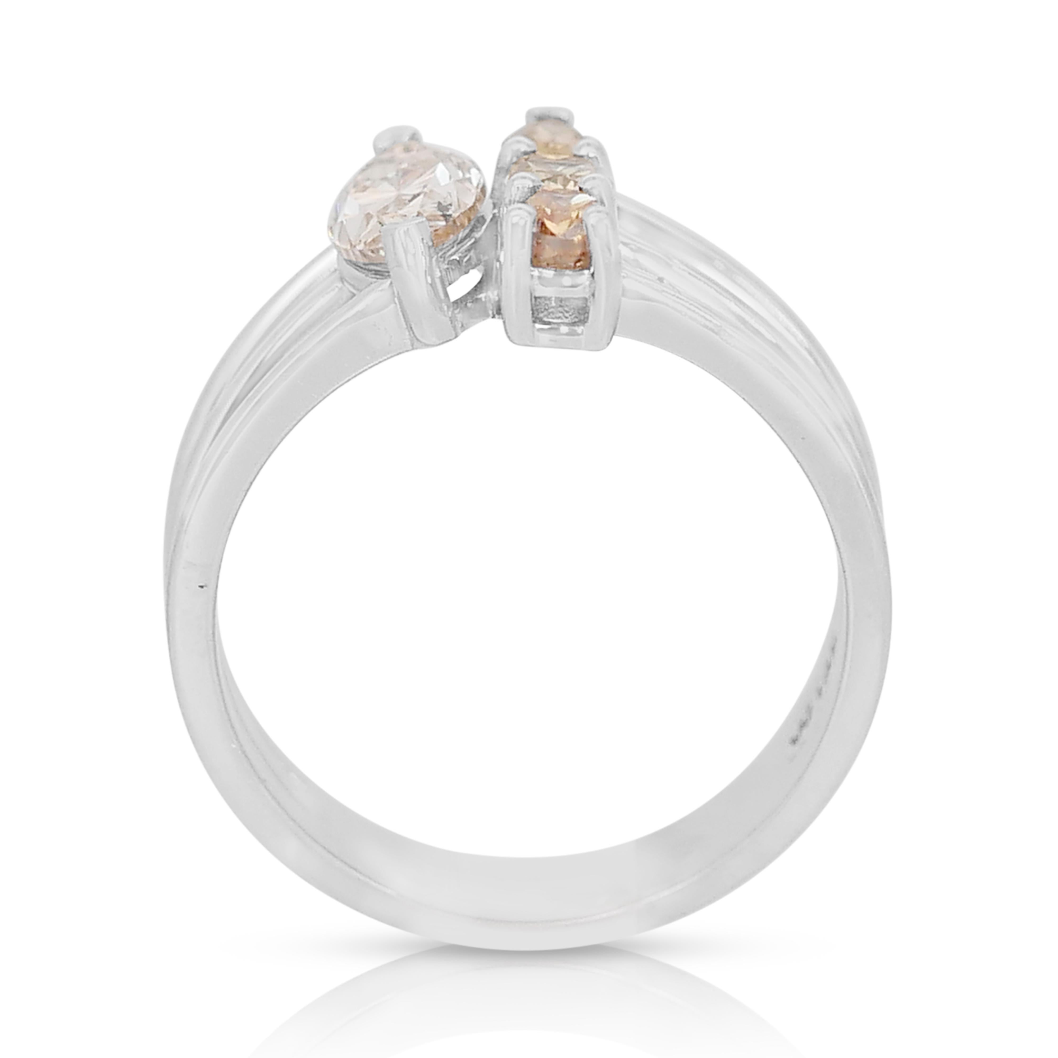 Sparkling 14K White Gold Natural Diamond Ring w/ 1.12ct - IGI Certified For Sale 1
