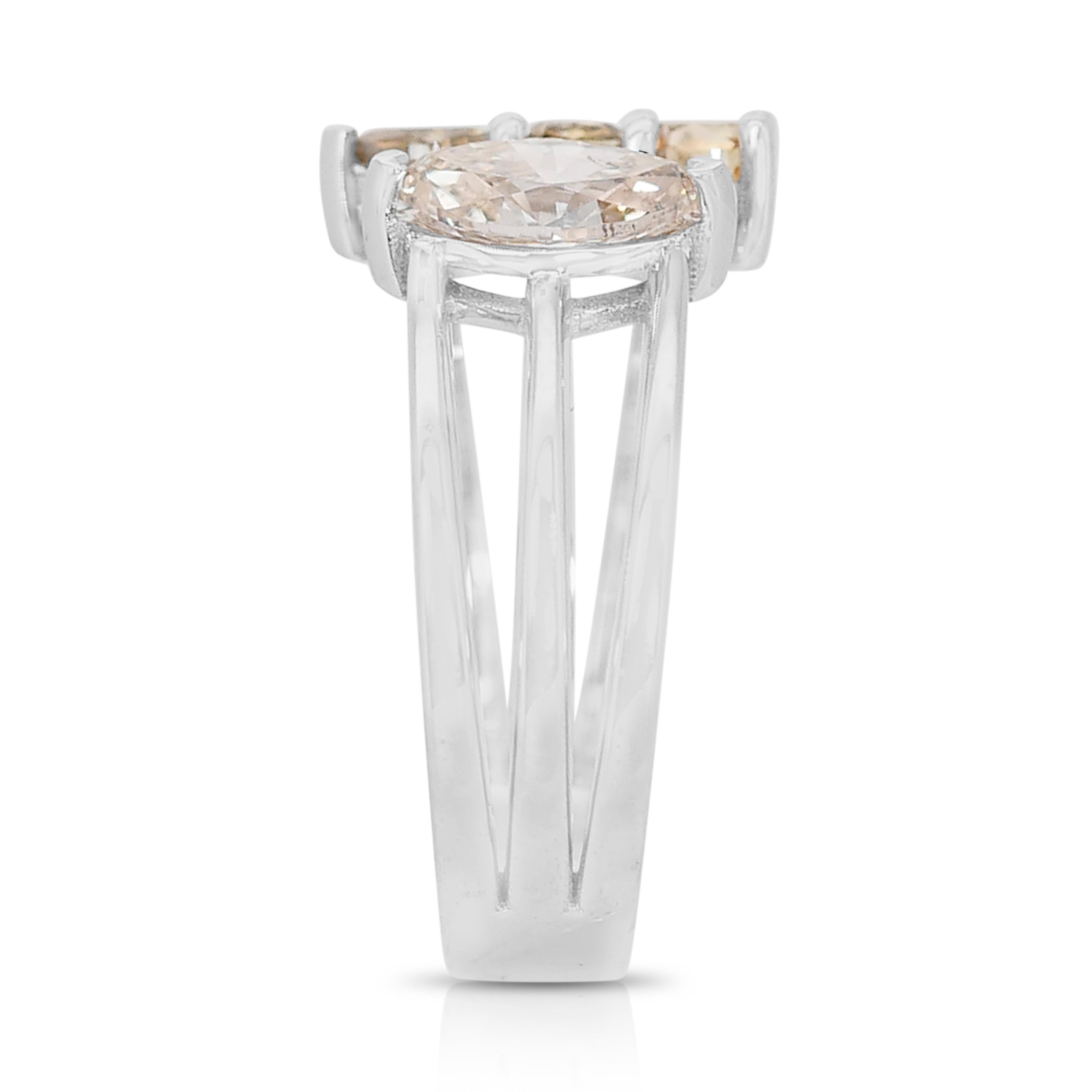 Sparkling 14K White Gold Natural Diamond Ring w/ 1.12ct - IGI Certified For Sale 2