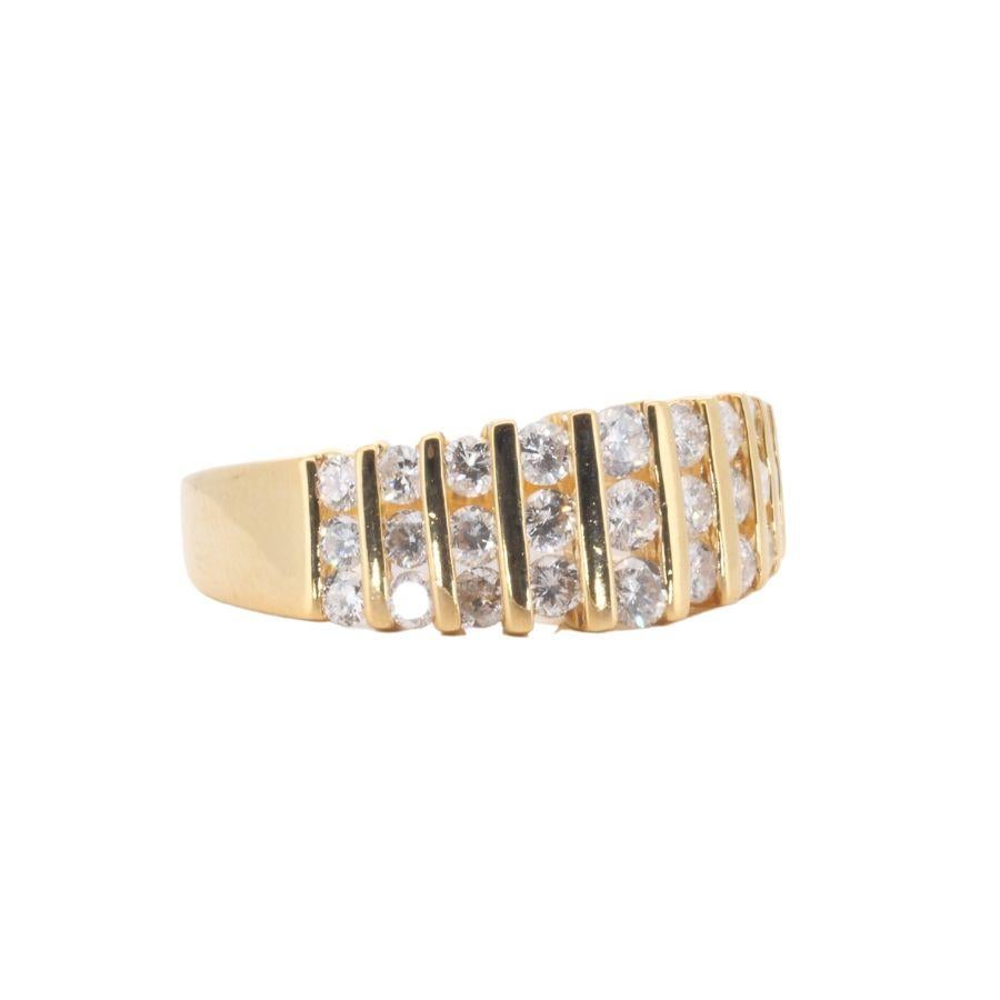 Anillo brillante en forma de cúpula de oro amarillo de 14k con 0,81 quilates de diamantes naturales Corte redondo