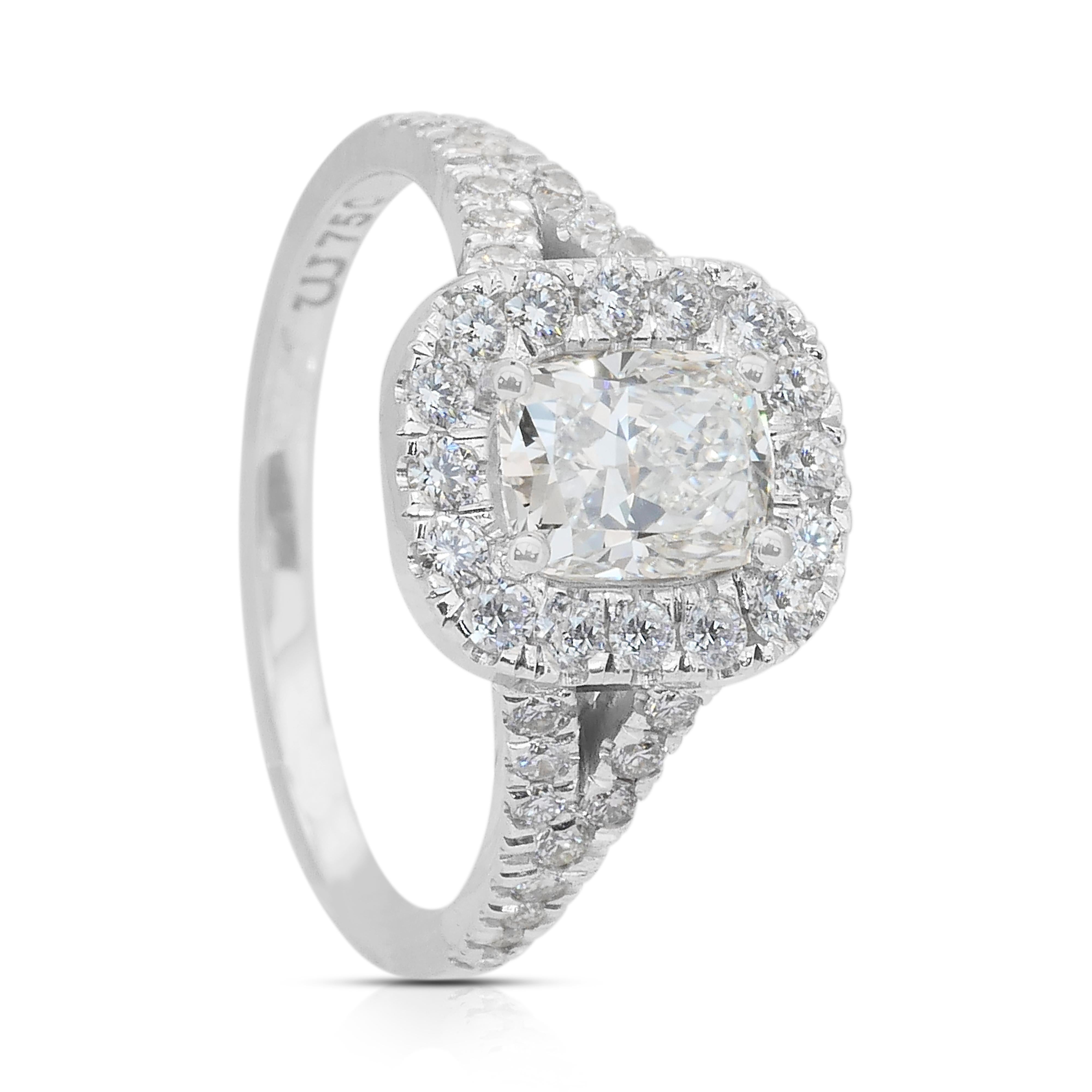 Funkelnder 1,52ct Diamanten Halo Ring in 18k Weißgold - IGI zertifiziert im Angebot 3