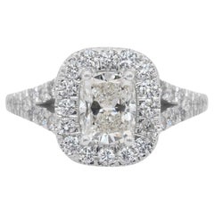 Funkelnder 1,52ct Diamanten Halo Ring in 18k Weißgold - IGI zertifiziert