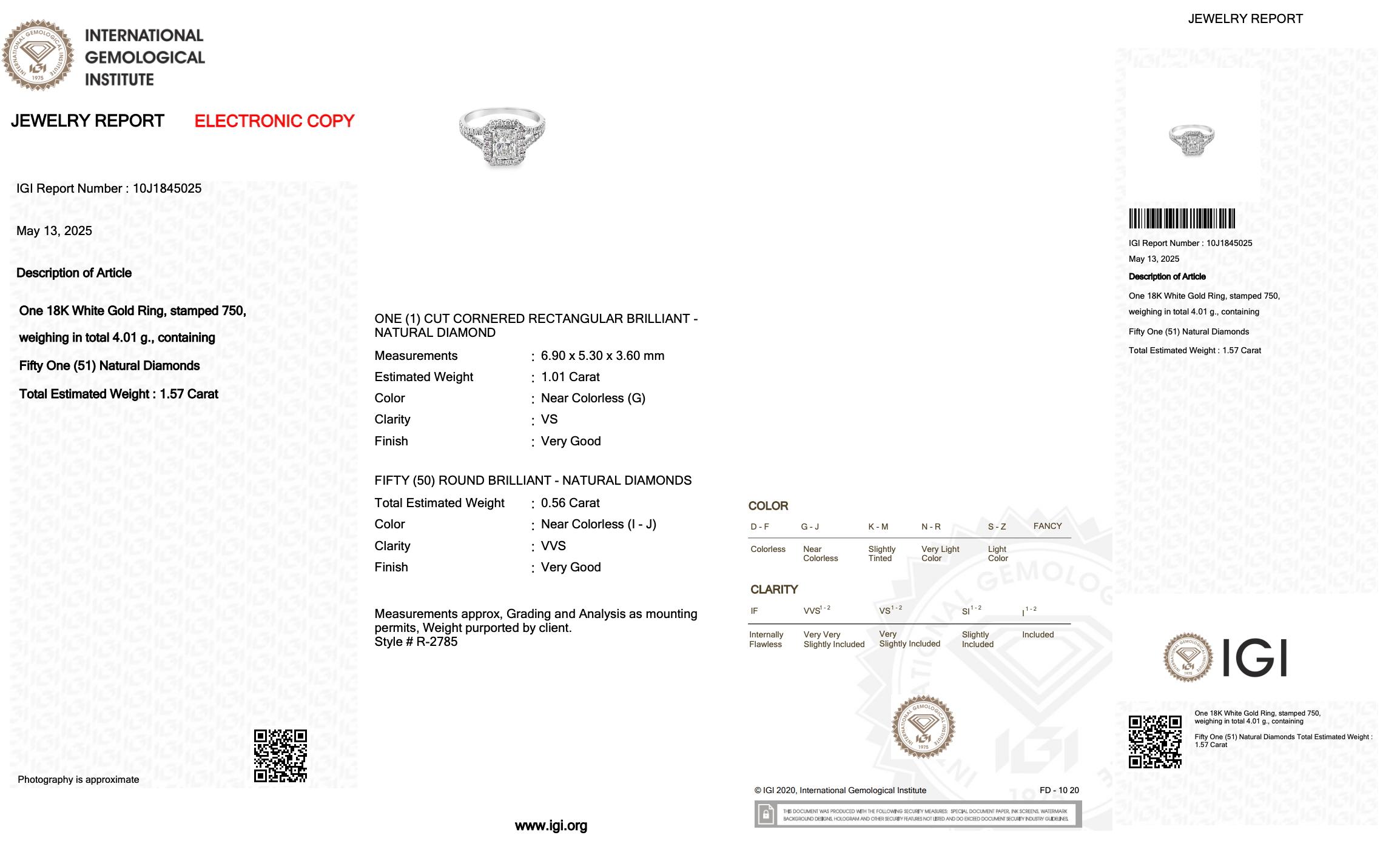 Funkelnder 1,57ct Diamanten Halo Ring in 18k Weißgold - IGI zertifiziert im Angebot 1