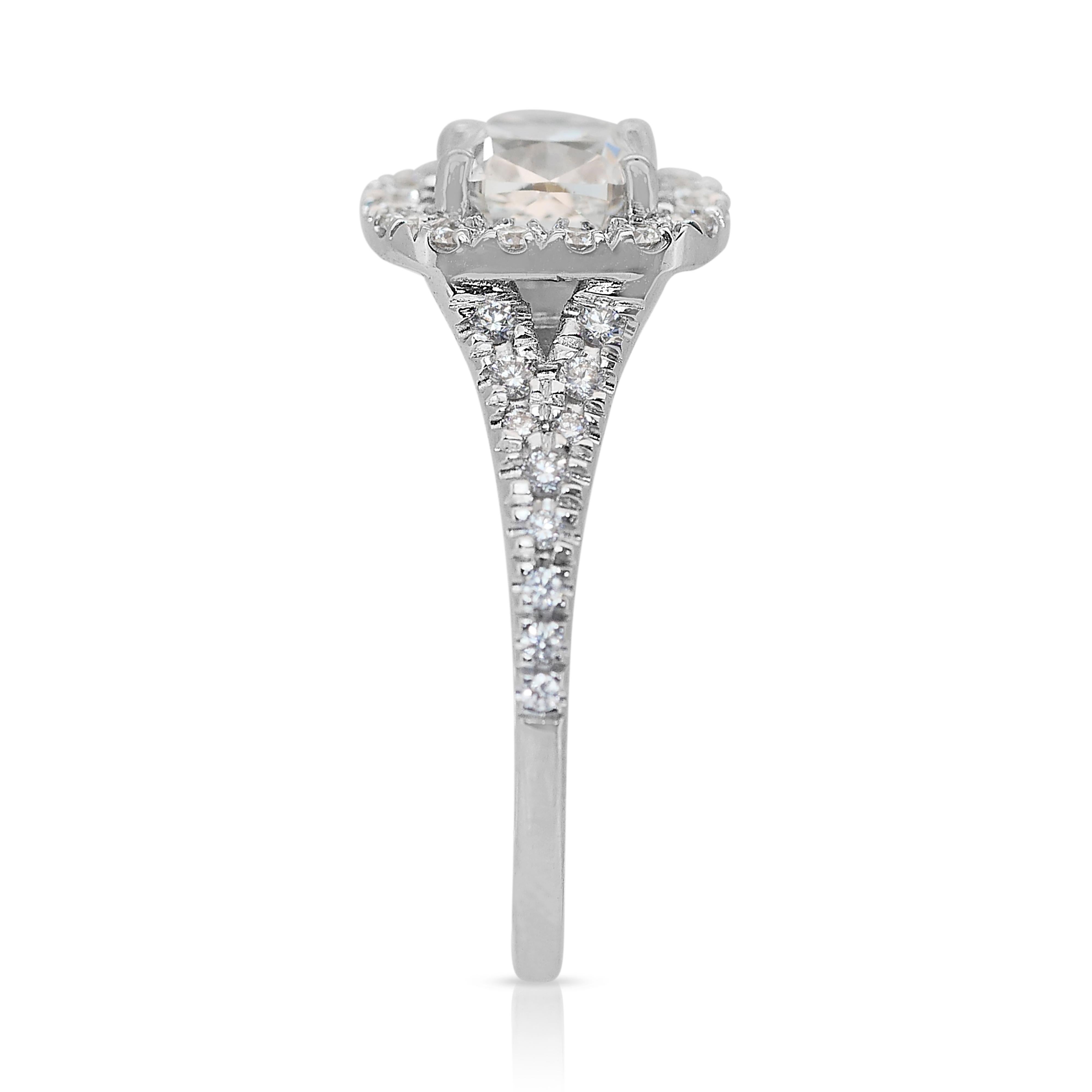 Sparkling 1.62ct Diamonds Halo Ring in 18k White Gold - IGI Certified 2