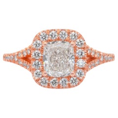 Sparkling 1.70ct Diamonds Halo Ring in 18k Rose Gold - IGI Certified