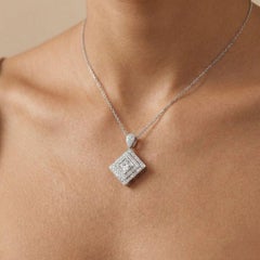 Sparkling 1.77ct Natural Diamond Double-Halo Pendant in 18k White Gold