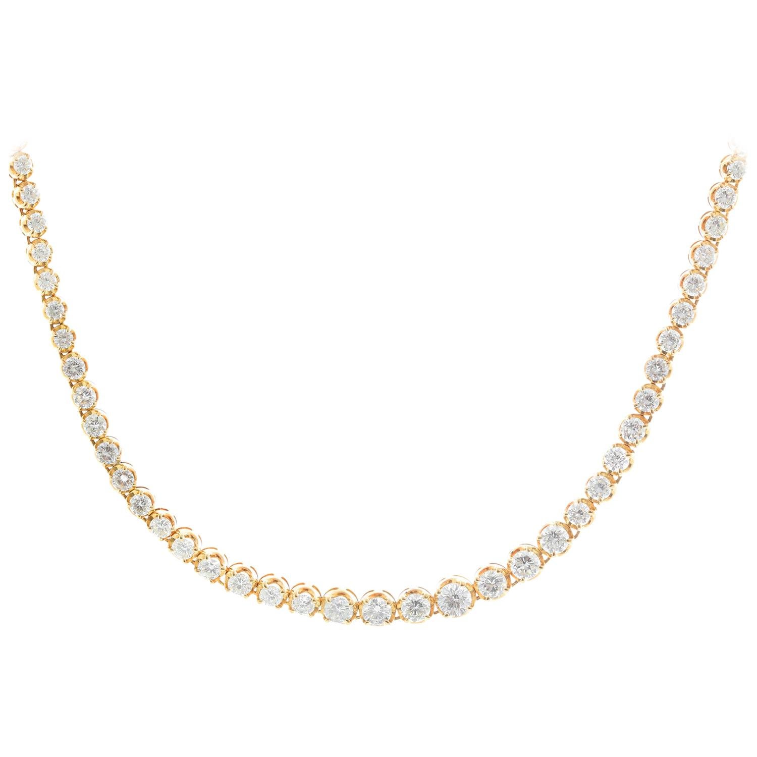 Sparkling 18 Karat Yellow Gold Diamond Necklace