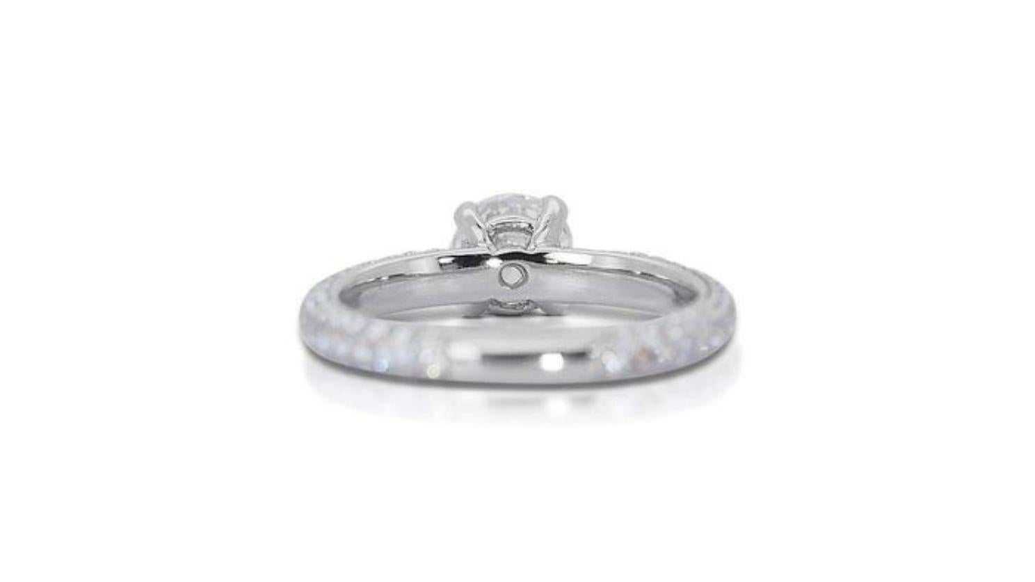 Women's Sparkling 1.80ct Halo Pave Diamond Ring set in 18K White Gold For Sale