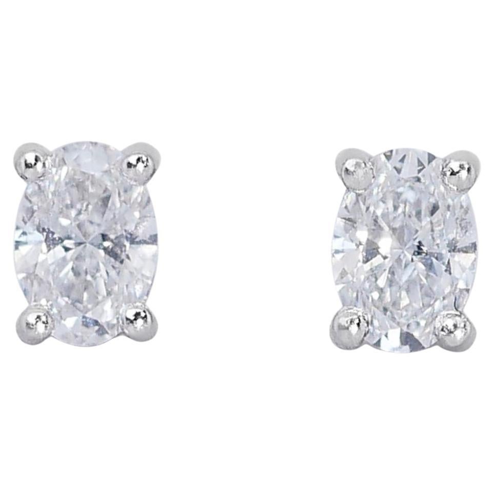 Sparkling 1.82ct Diamond Stud Earrings in 18k White Gold - GIA Certified  For Sale