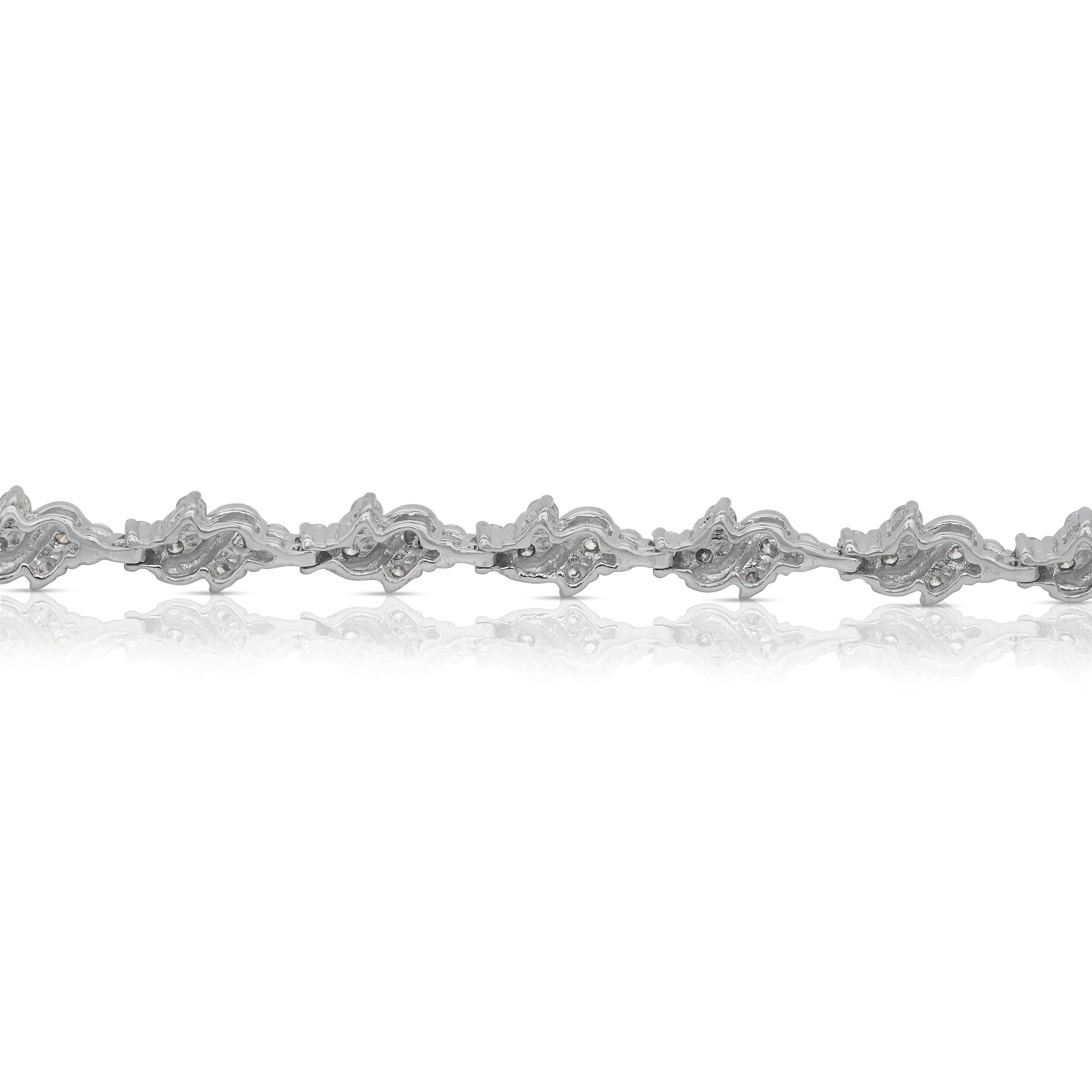 Funkelnde 1,88ct natürliche Diamanten Armband in 18k Weißgold - IGI zertifiziert im Angebot 2