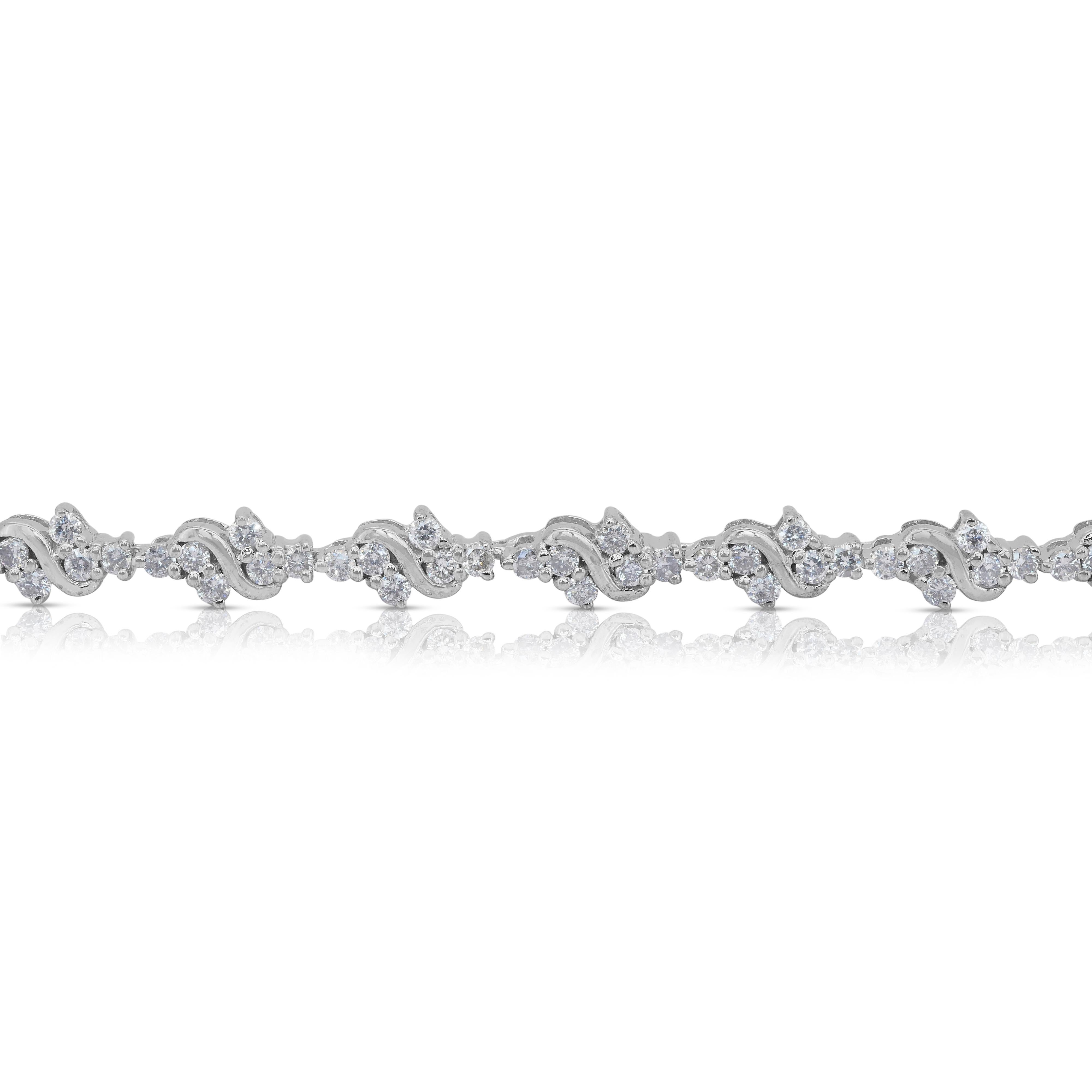 Funkelnde 1,88ct natürliche Diamanten Armband in 18k Weißgold - IGI zertifiziert im Angebot 3